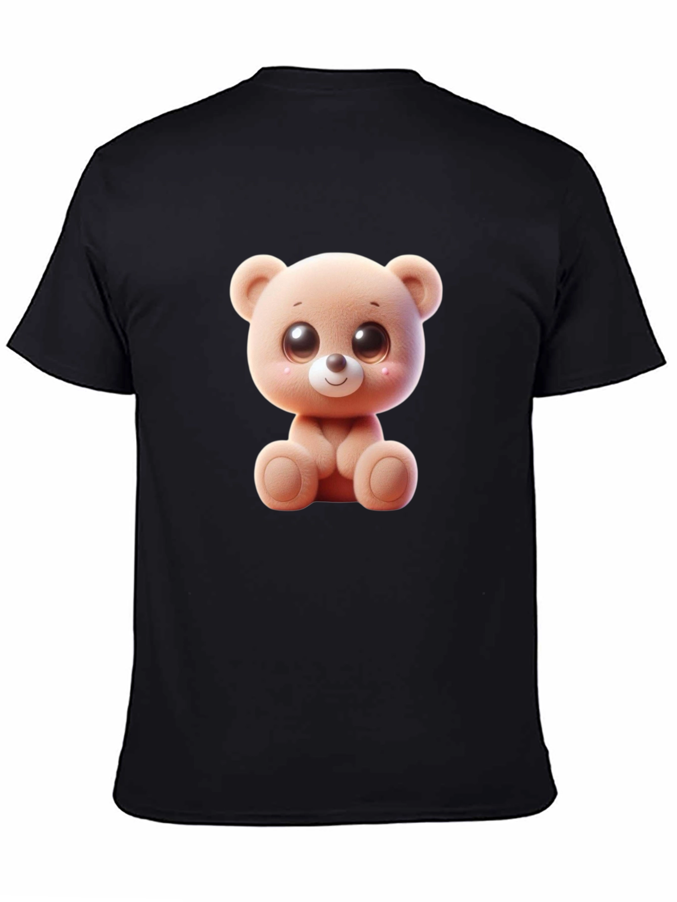 Cute Cartoon Teddy Bear Graphic Black T-Shirt