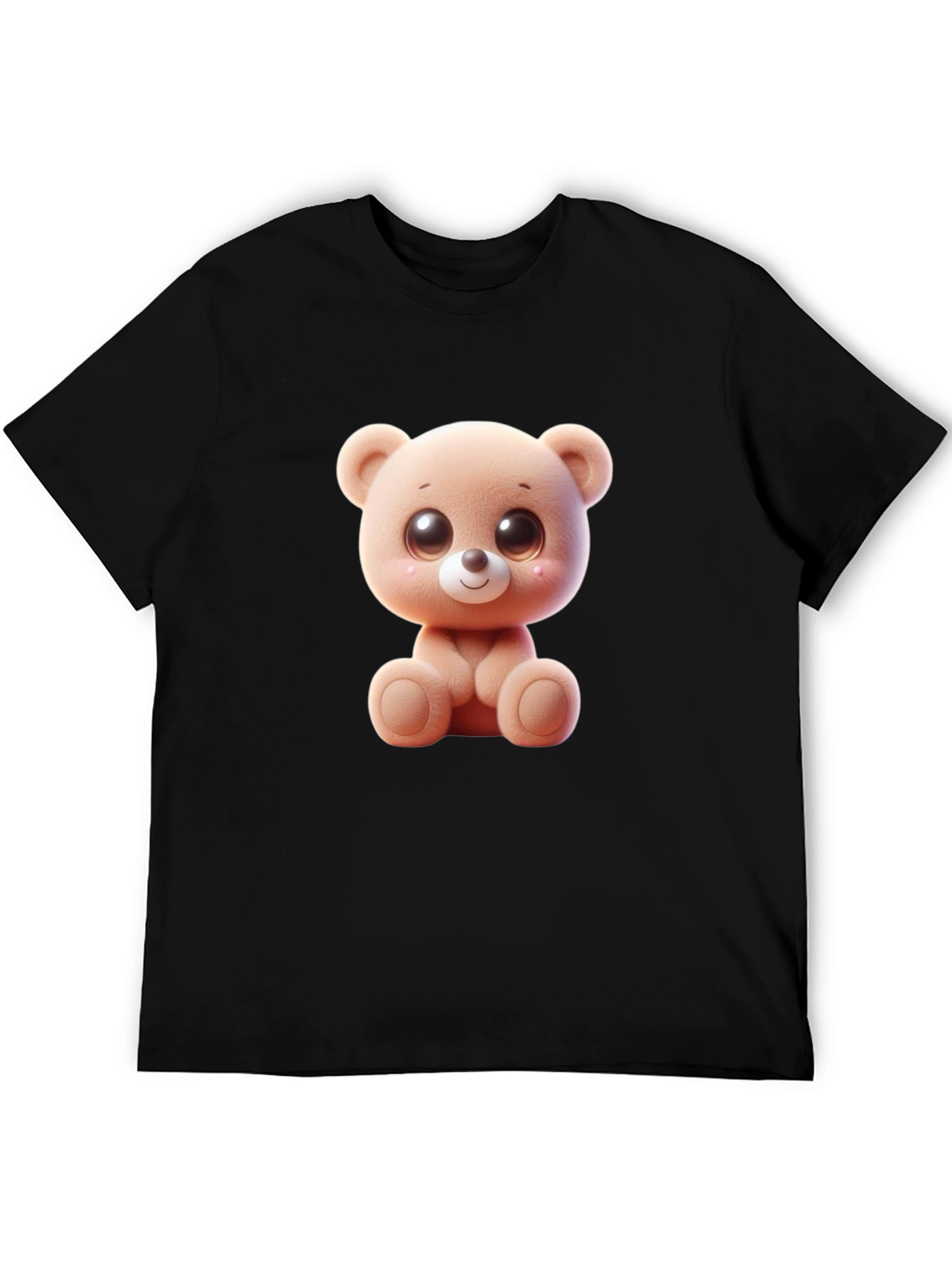 Cute Cartoon Teddy Bear Graphic Black T-Shirt