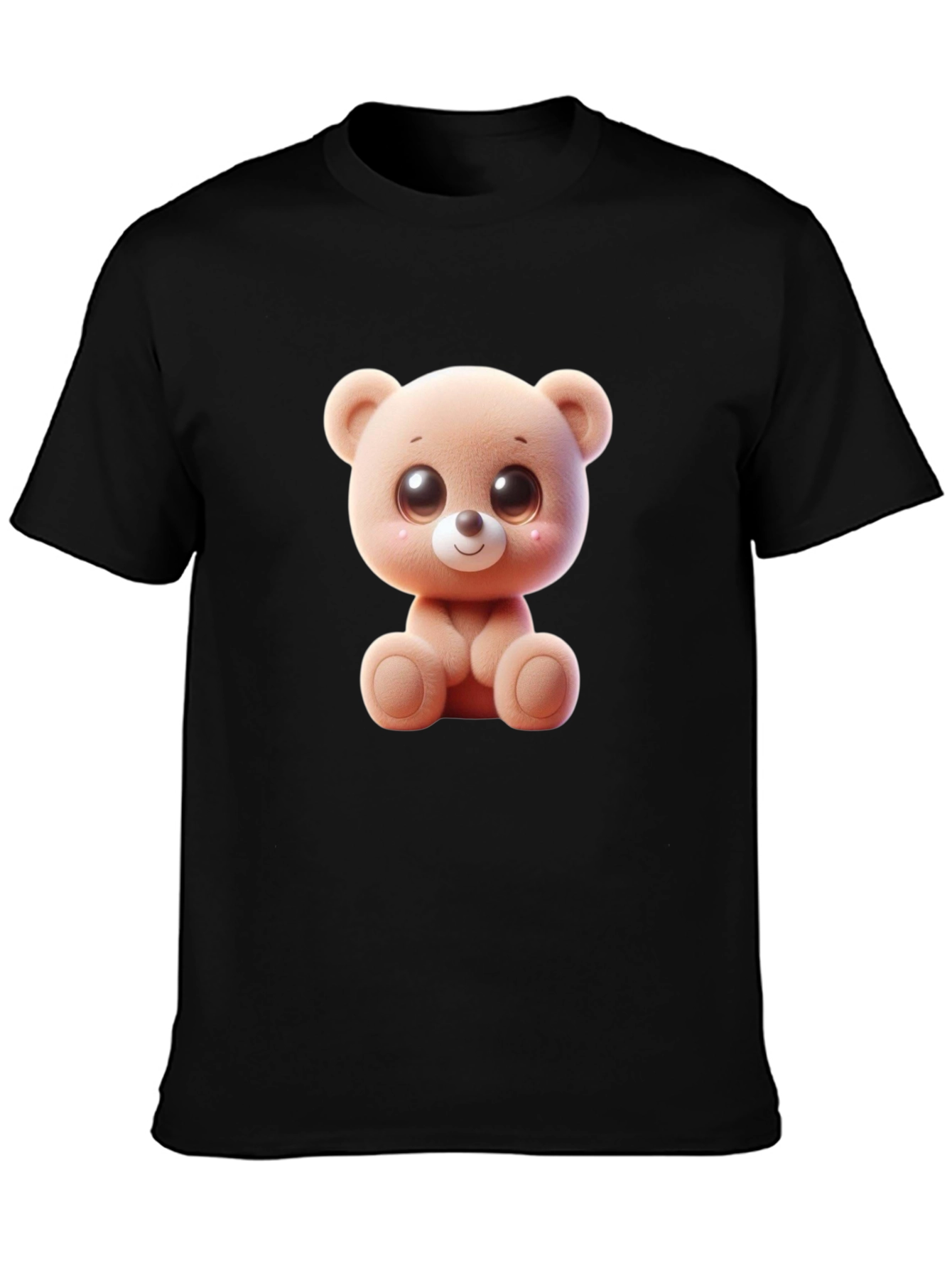 Cute Cartoon Teddy Bear Graphic Black T-Shirt