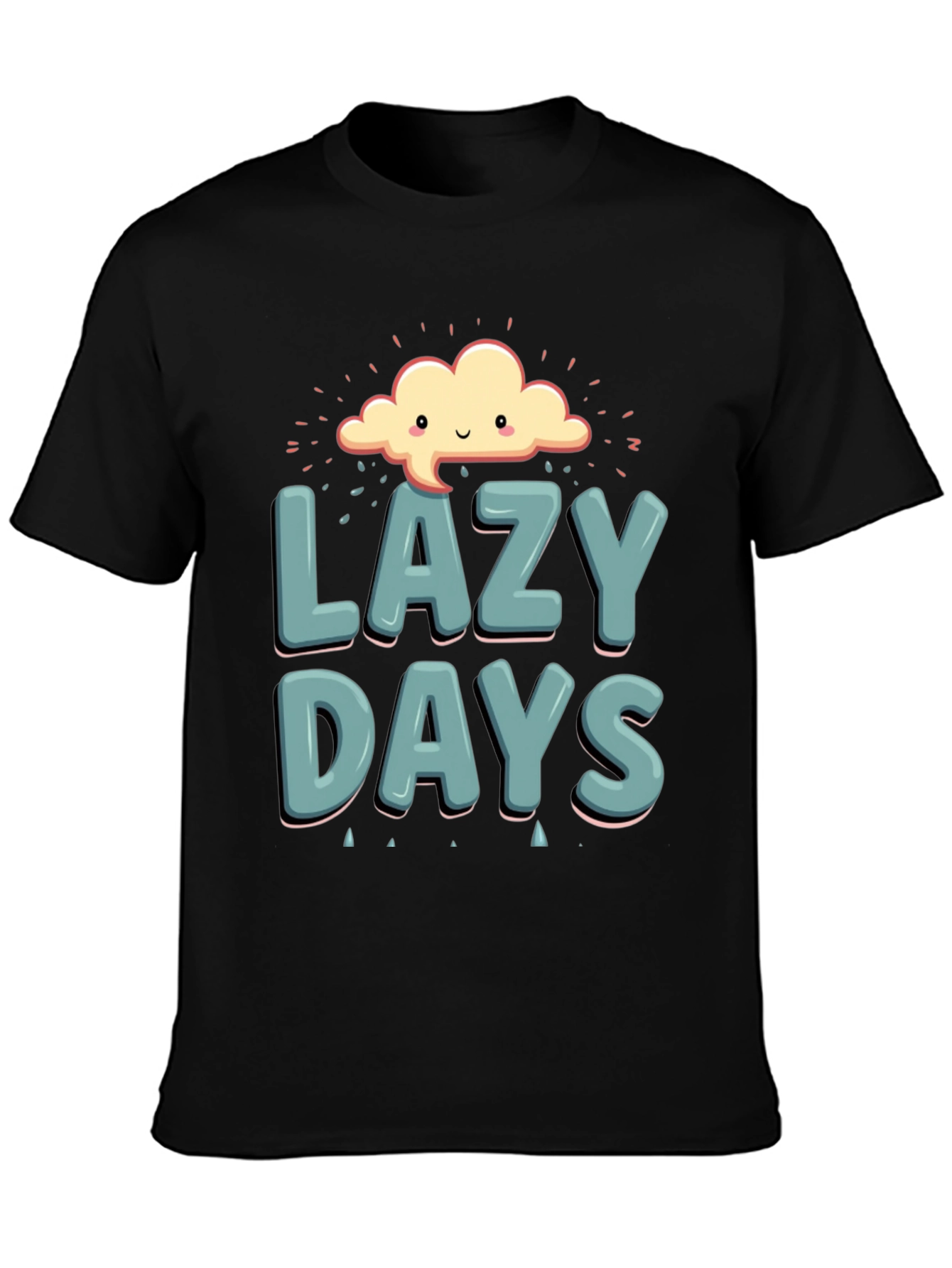 Lazy Days Graphic T-Shirt - Black Cotton Casual Tee