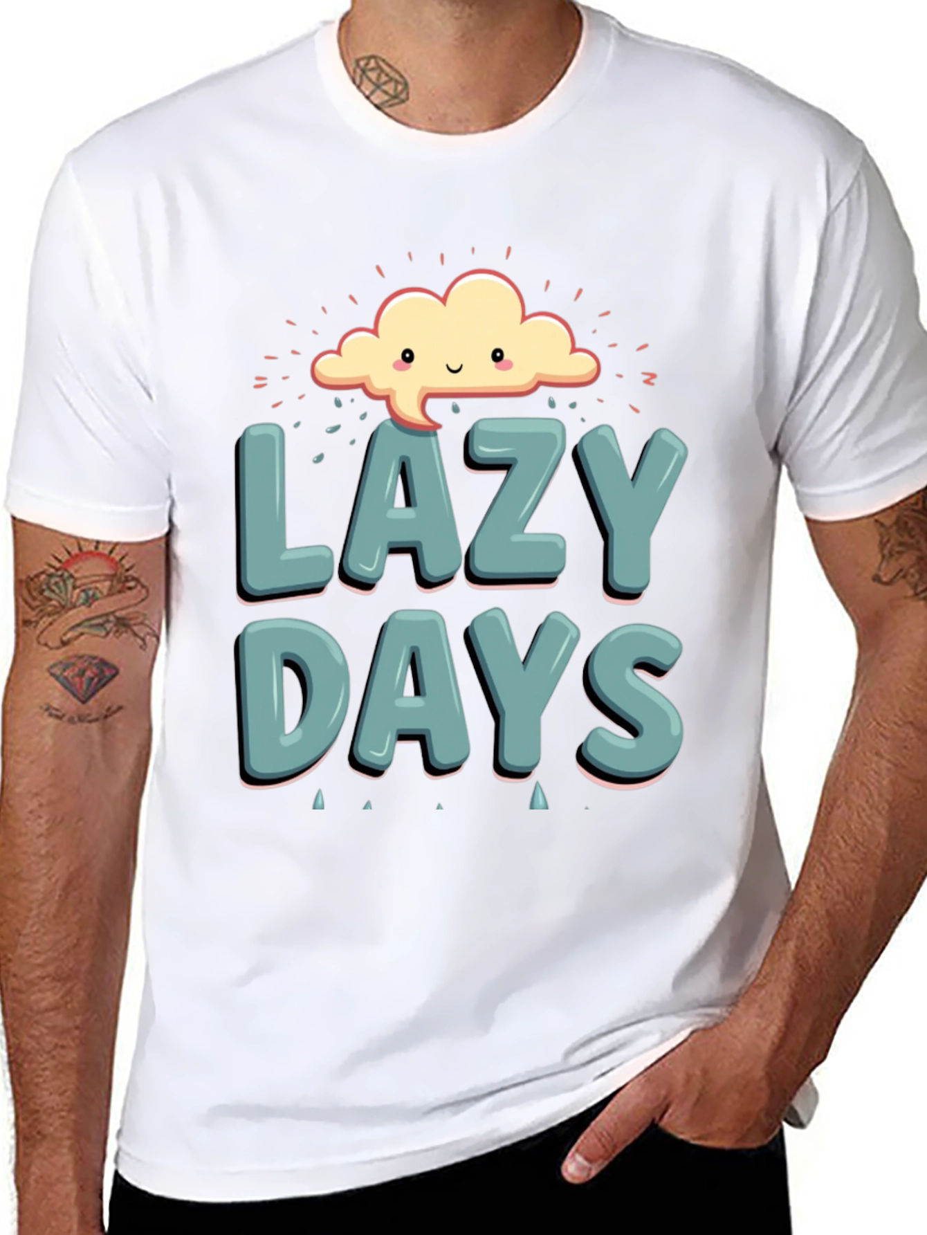Lazy Days Graphic T-Shirt - Black Cotton Casual Tee