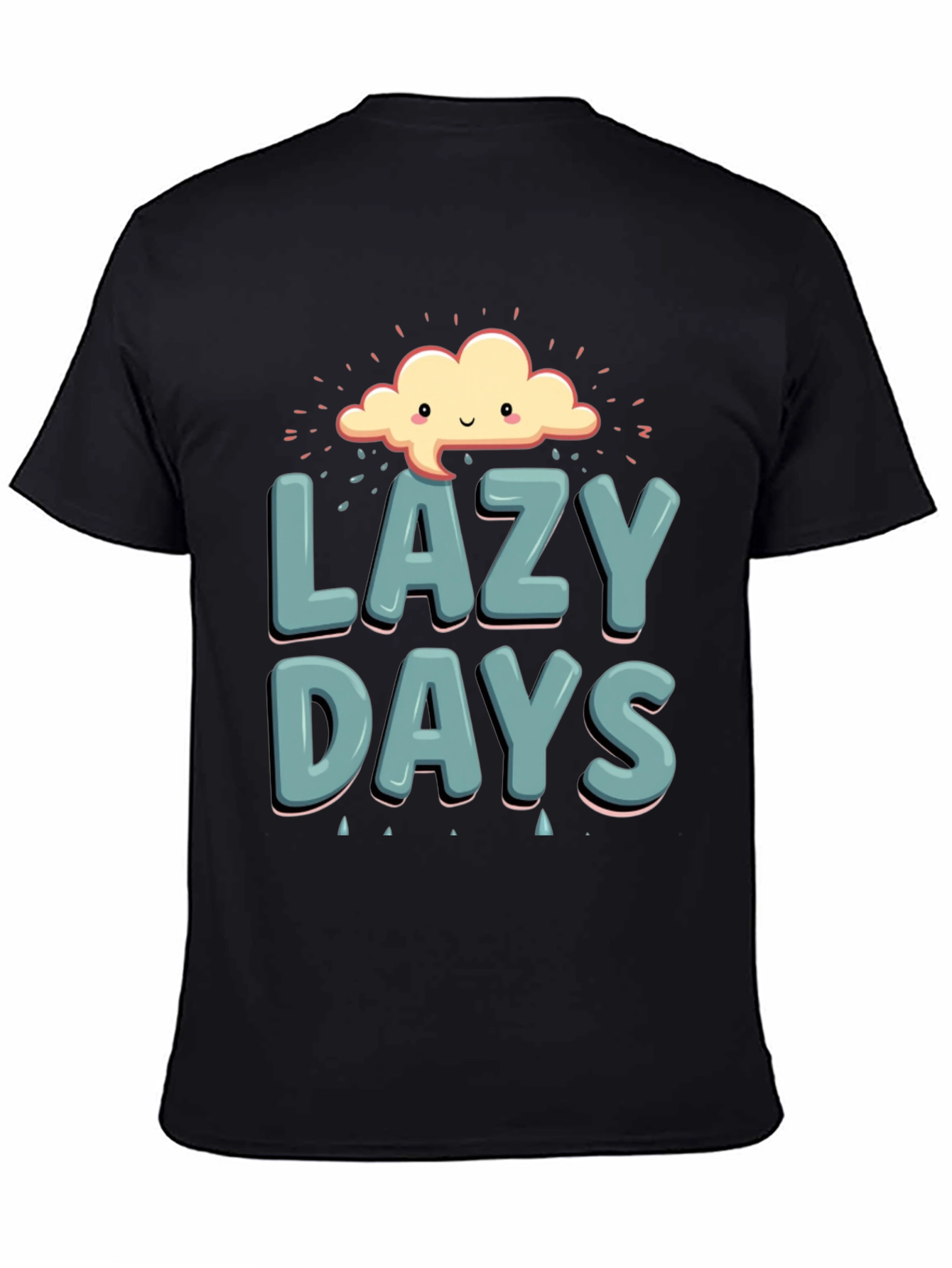Lazy Days Graphic T-Shirt - Black Cotton Casual Tee