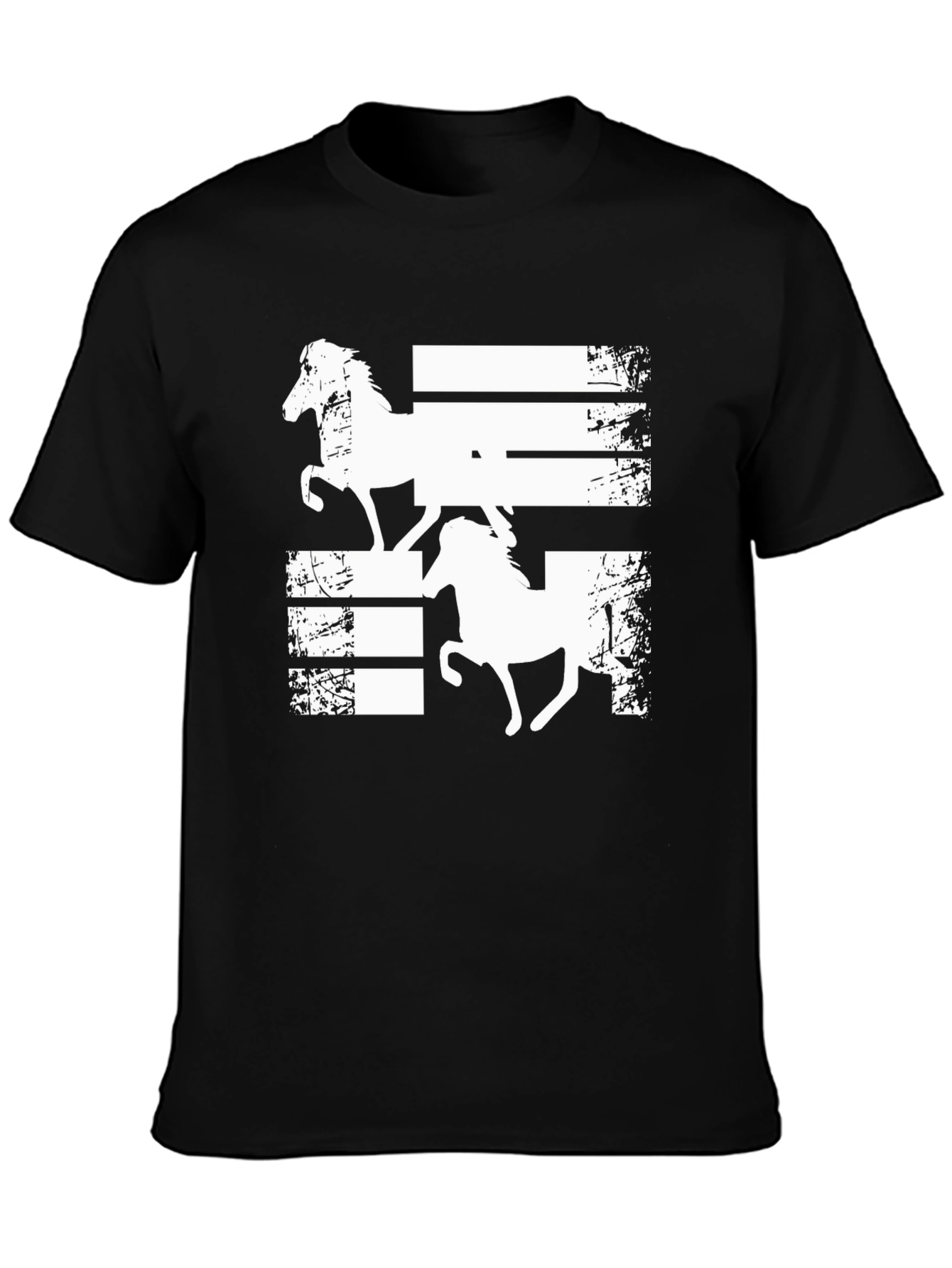Horse Graphic Tee - Black Casual T-Shirt