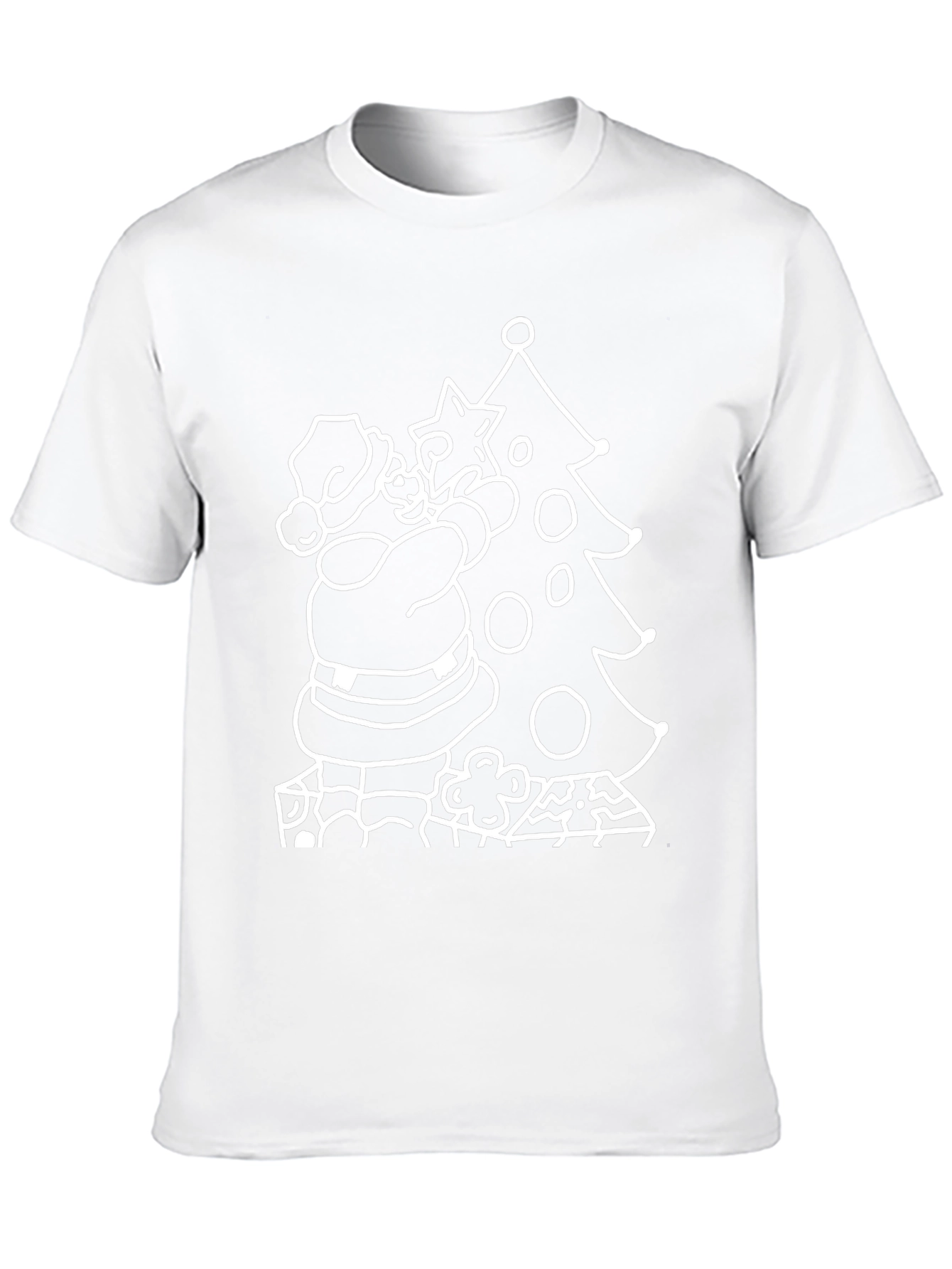 Festive Santa Christmas Tree Black T-Shirt
