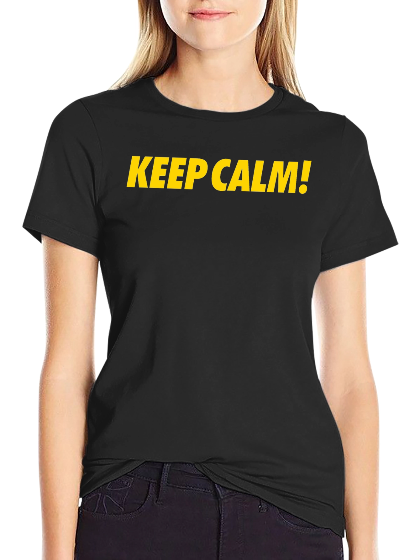 Keep Calm Graphic Tee - Black Cotton Casual T-Shirt