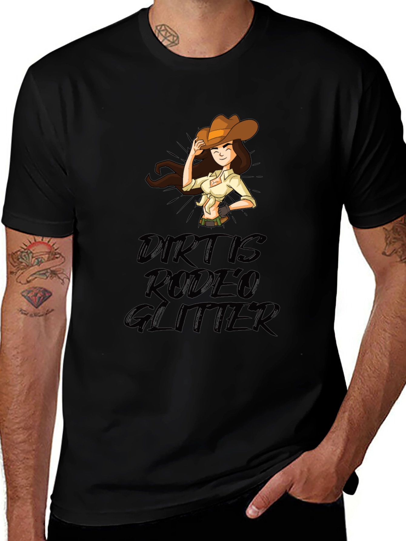 Dirt Is Rodeo Glitter Graphic T-Shirt