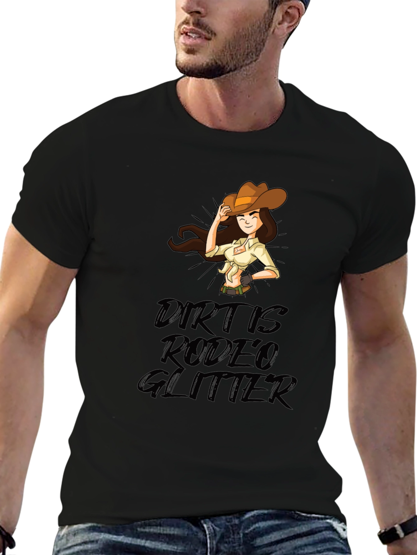 Dirt Is Rodeo Glitter Graphic T-Shirt