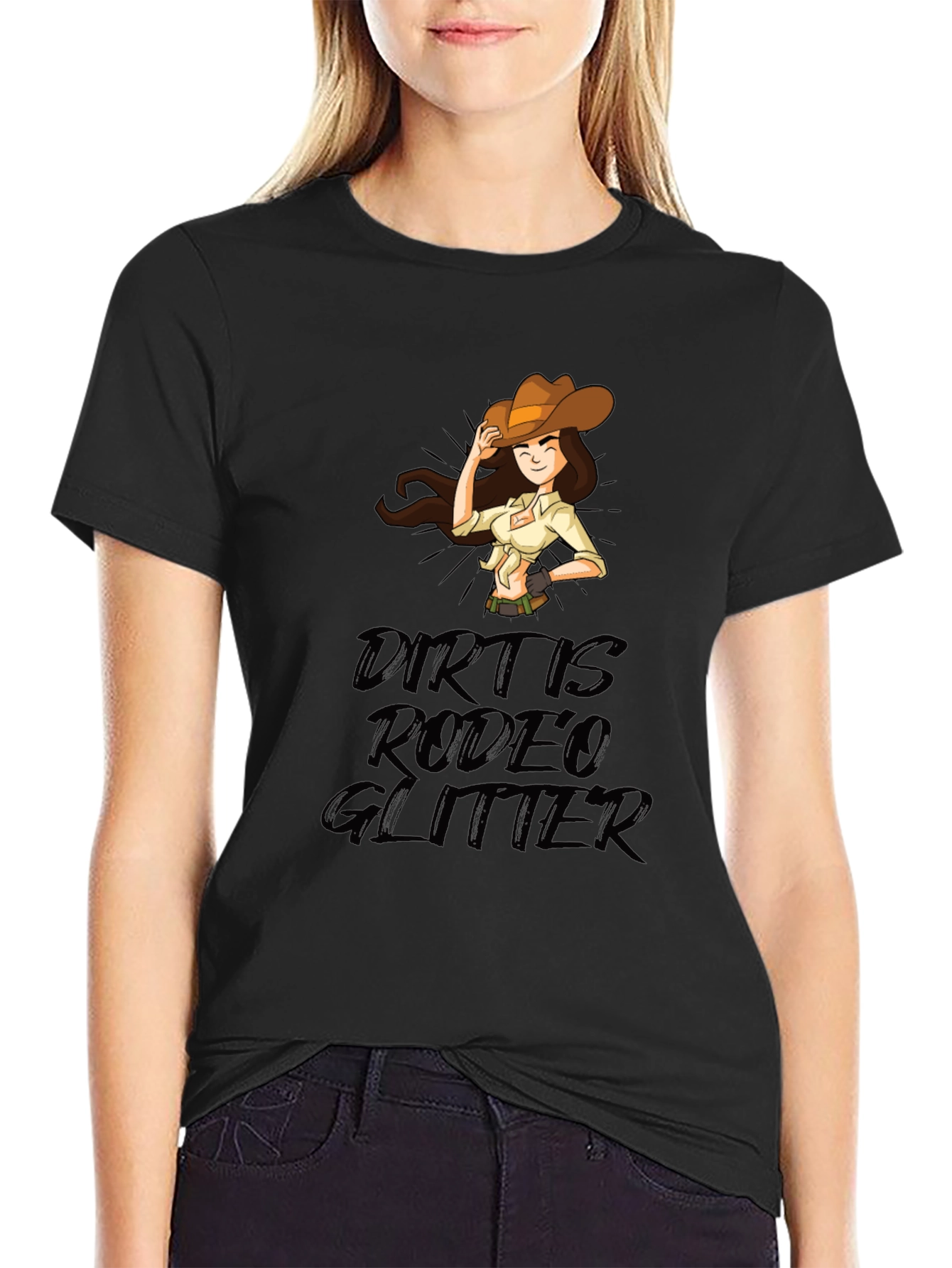 Dirt Is Rodeo Glitter Graphic T-Shirt