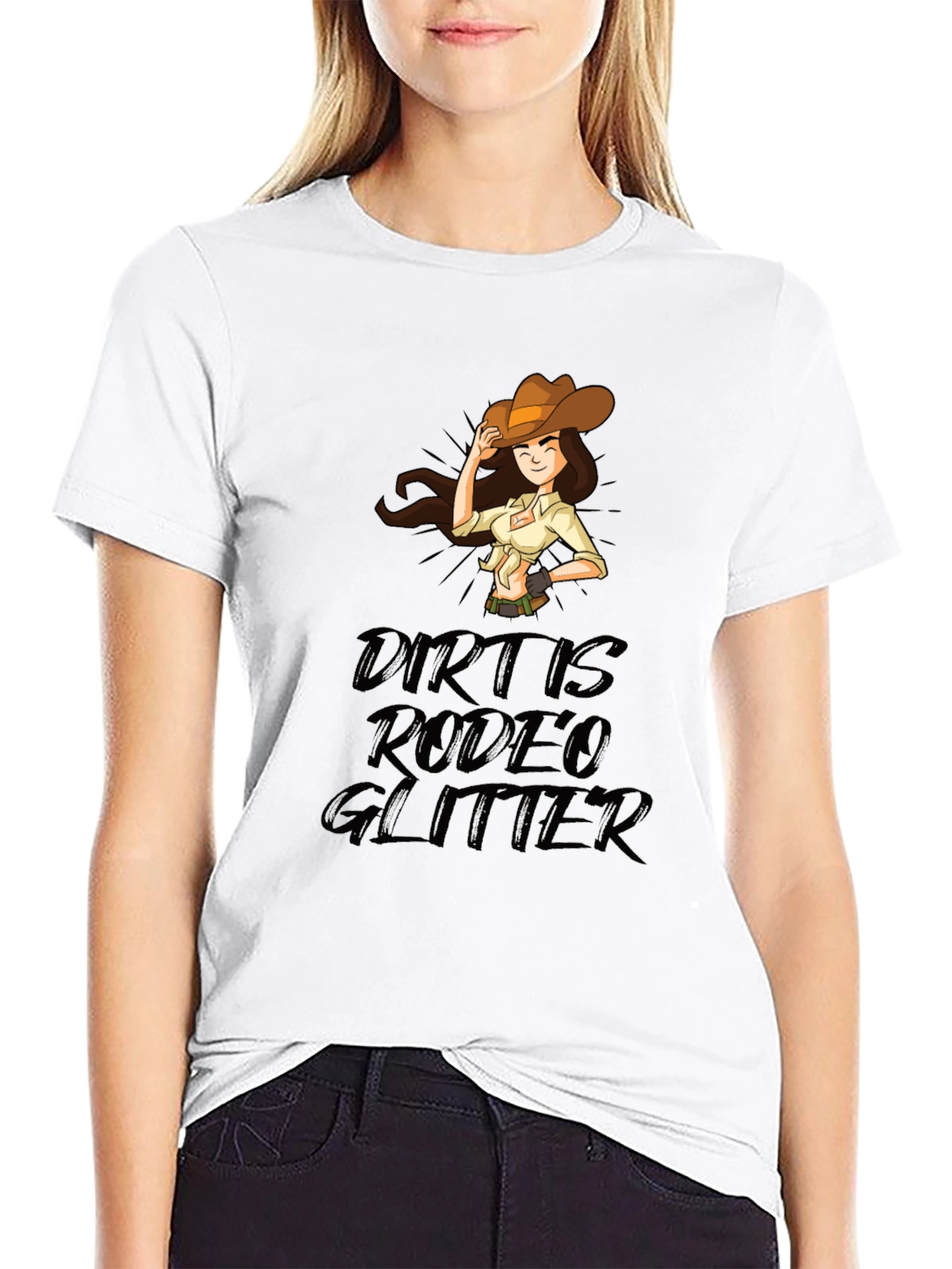 Dirt Is Rodeo Glitter Graphic T-Shirt
