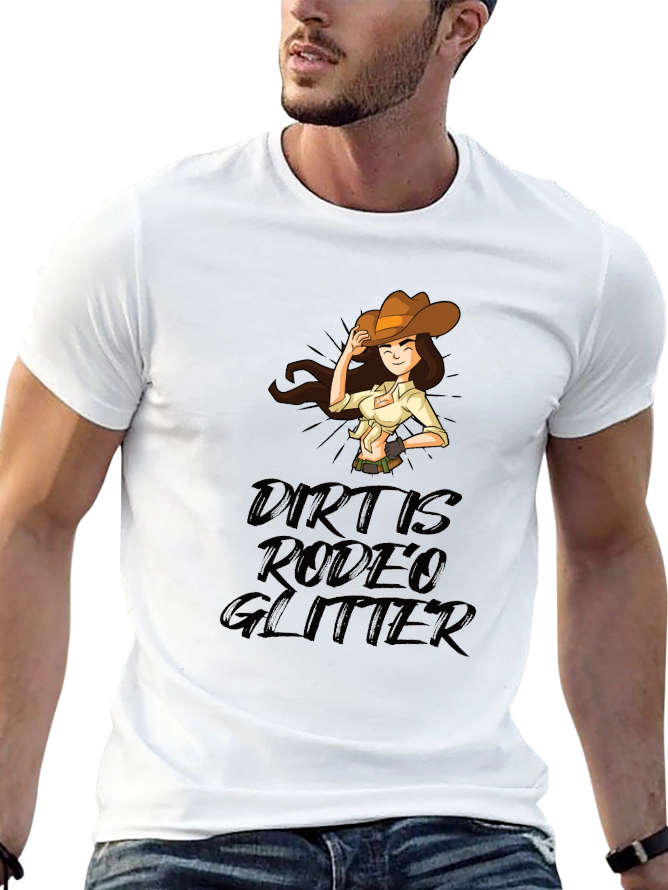 Dirt Is Rodeo Glitter Graphic T-Shirt