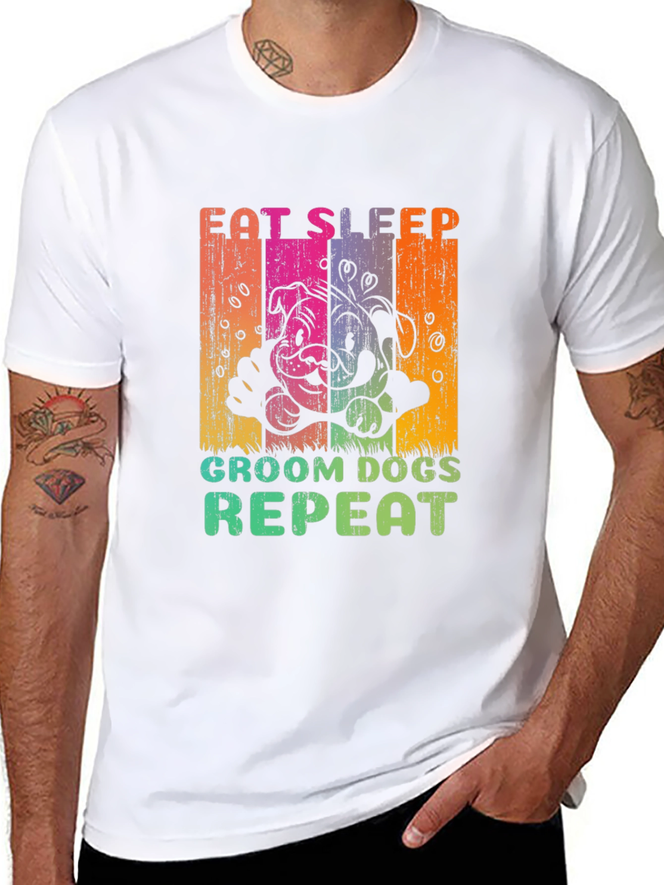 Eat Sleep Groom Dogs Repeat Graphic Tee