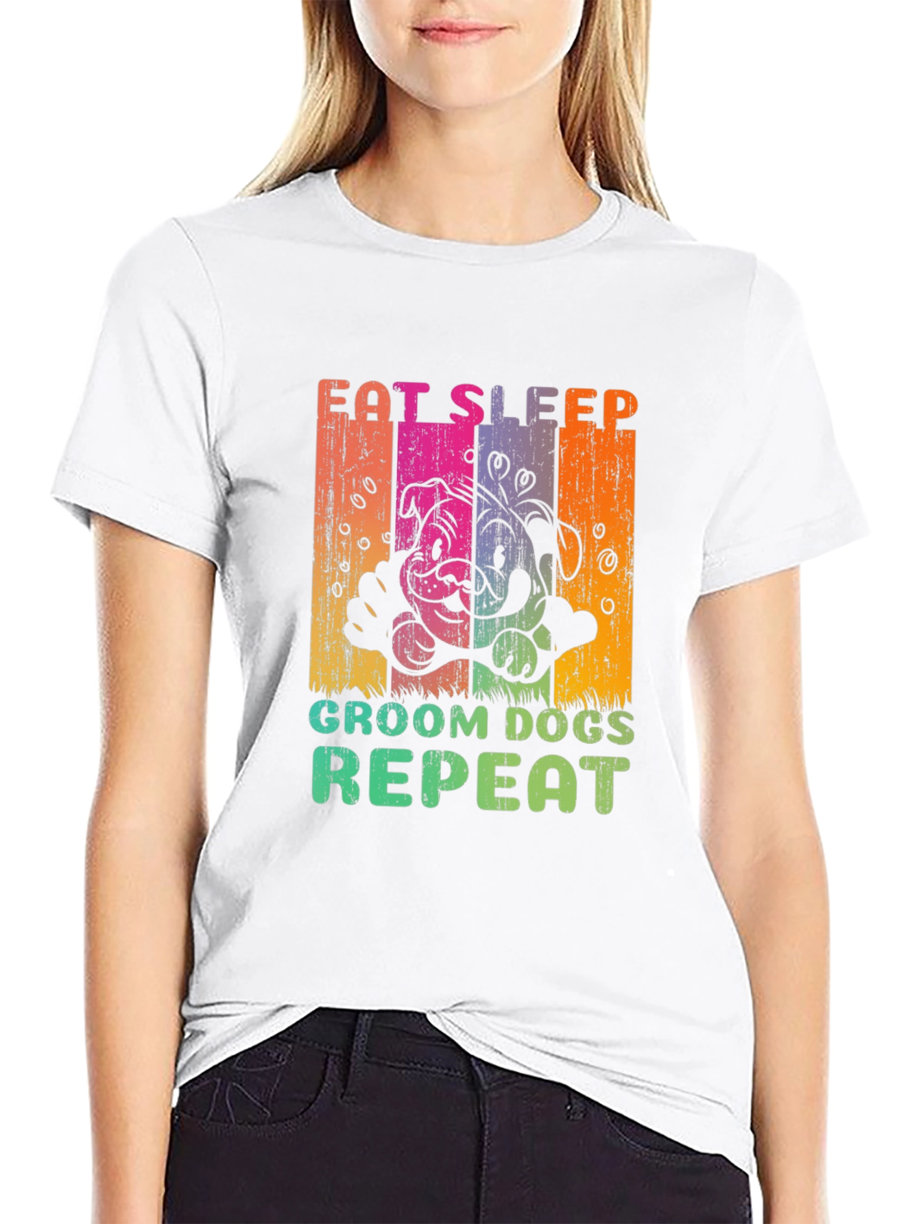 Eat Sleep Groom Dogs Repeat Graphic Tee