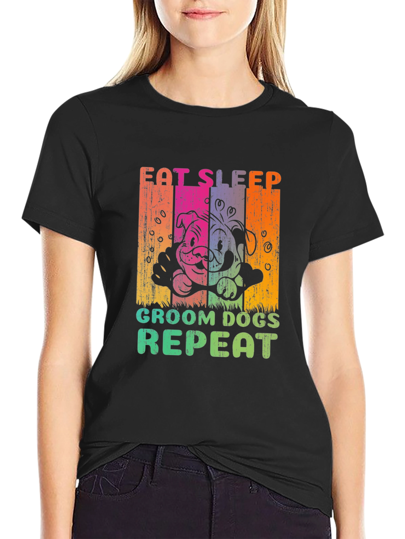 Eat Sleep Groom Dogs Repeat Graphic Tee