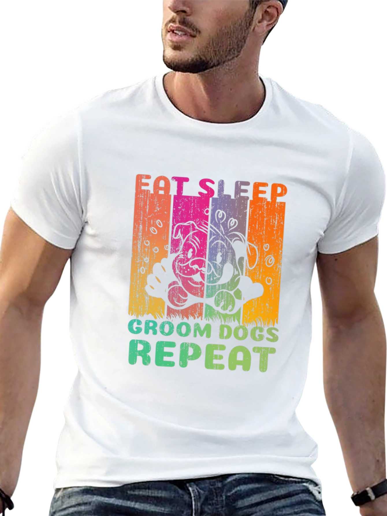 Eat Sleep Groom Dogs Repeat Graphic Tee