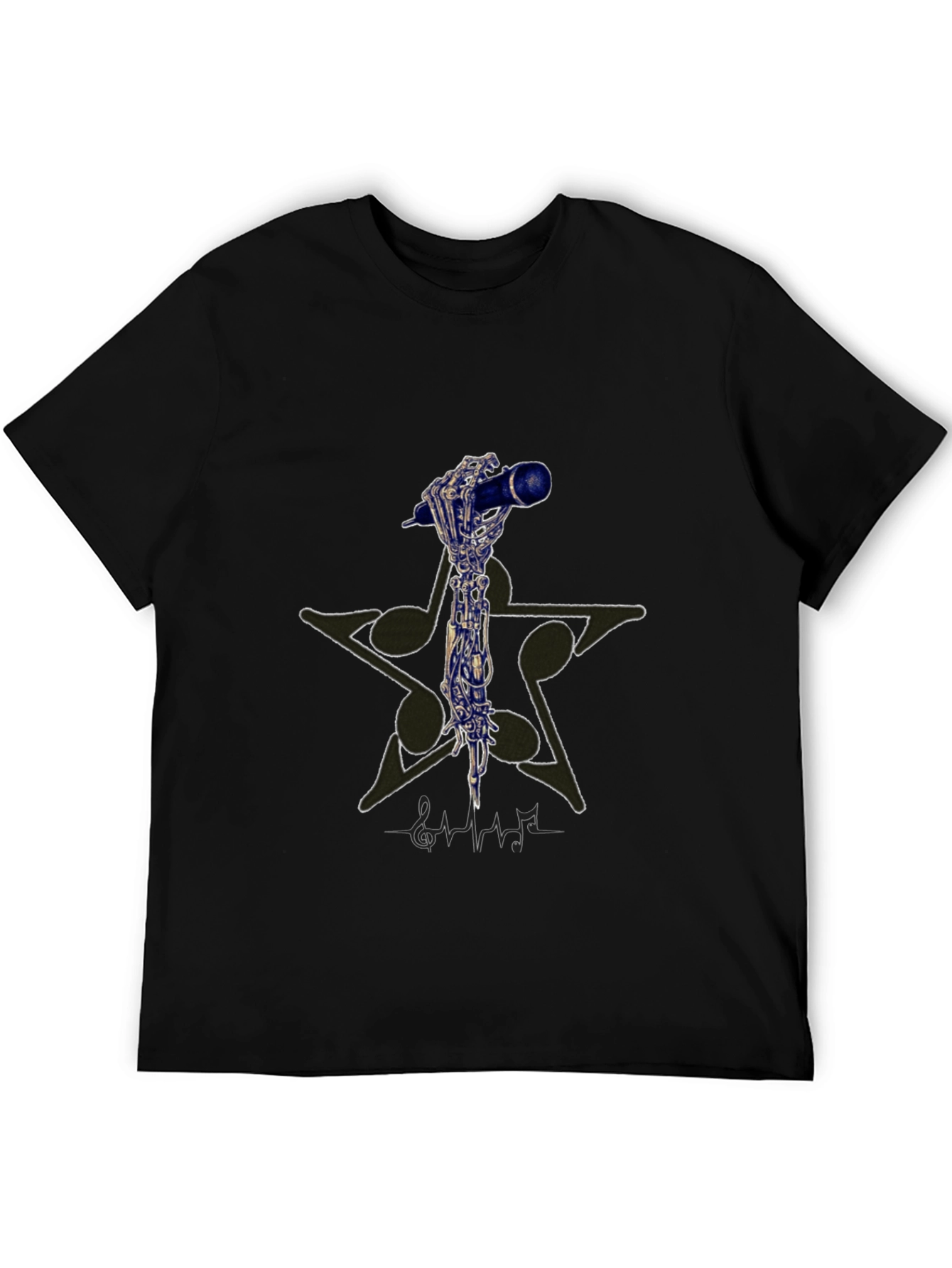 Skeleton Hand Holding Microphone Graphic T-Shirt