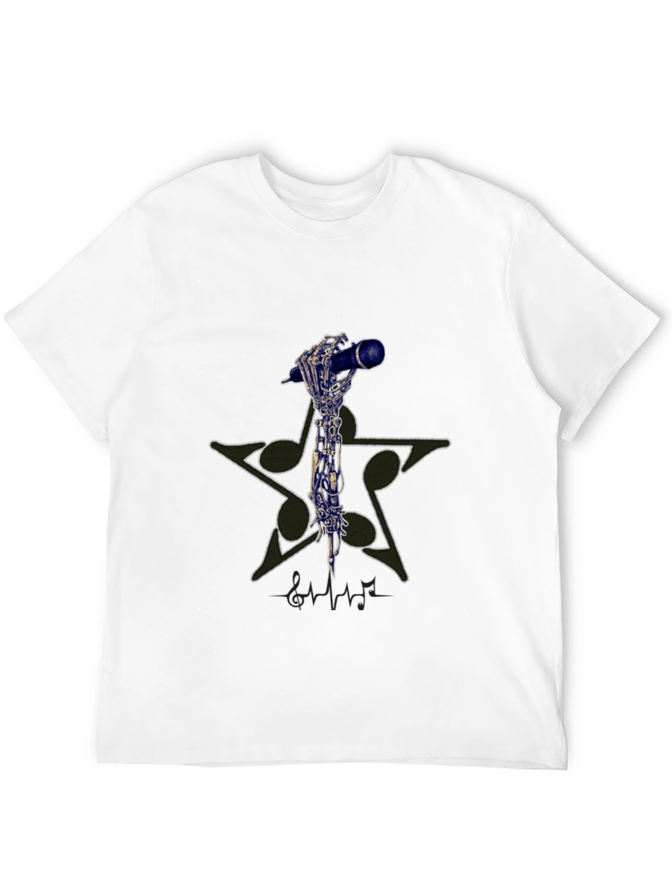 Skeleton Hand Holding Microphone Graphic T-Shirt