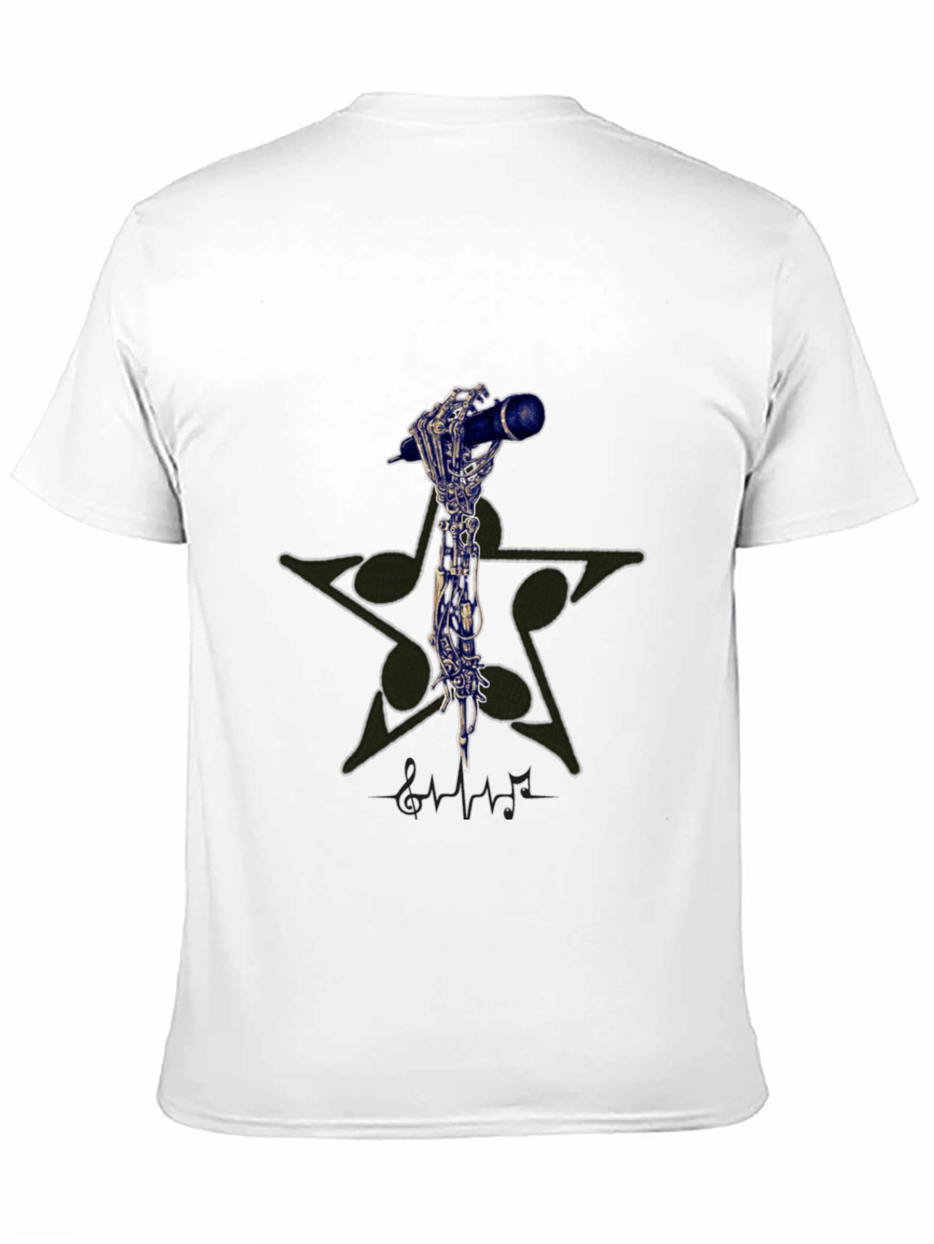 Skeleton Hand Holding Microphone Graphic T-Shirt