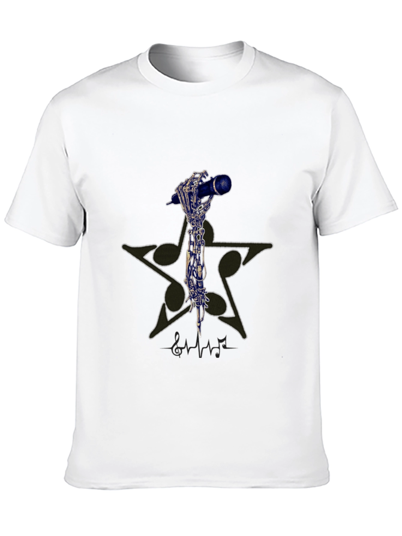 Skeleton Hand Holding Microphone Graphic T-Shirt