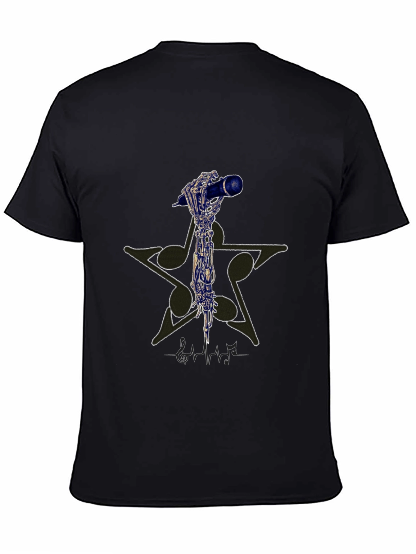 Skeleton Hand Holding Microphone Graphic T-Shirt