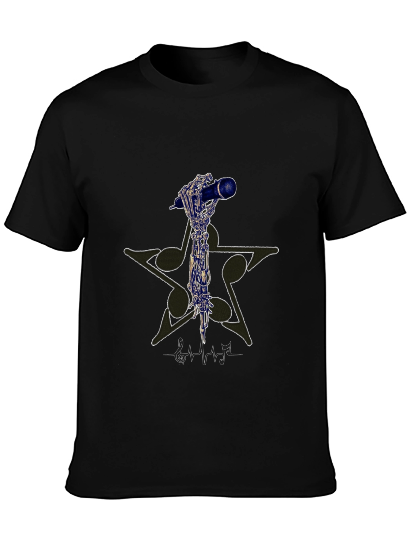 Skeleton Hand Holding Microphone Graphic T-Shirt