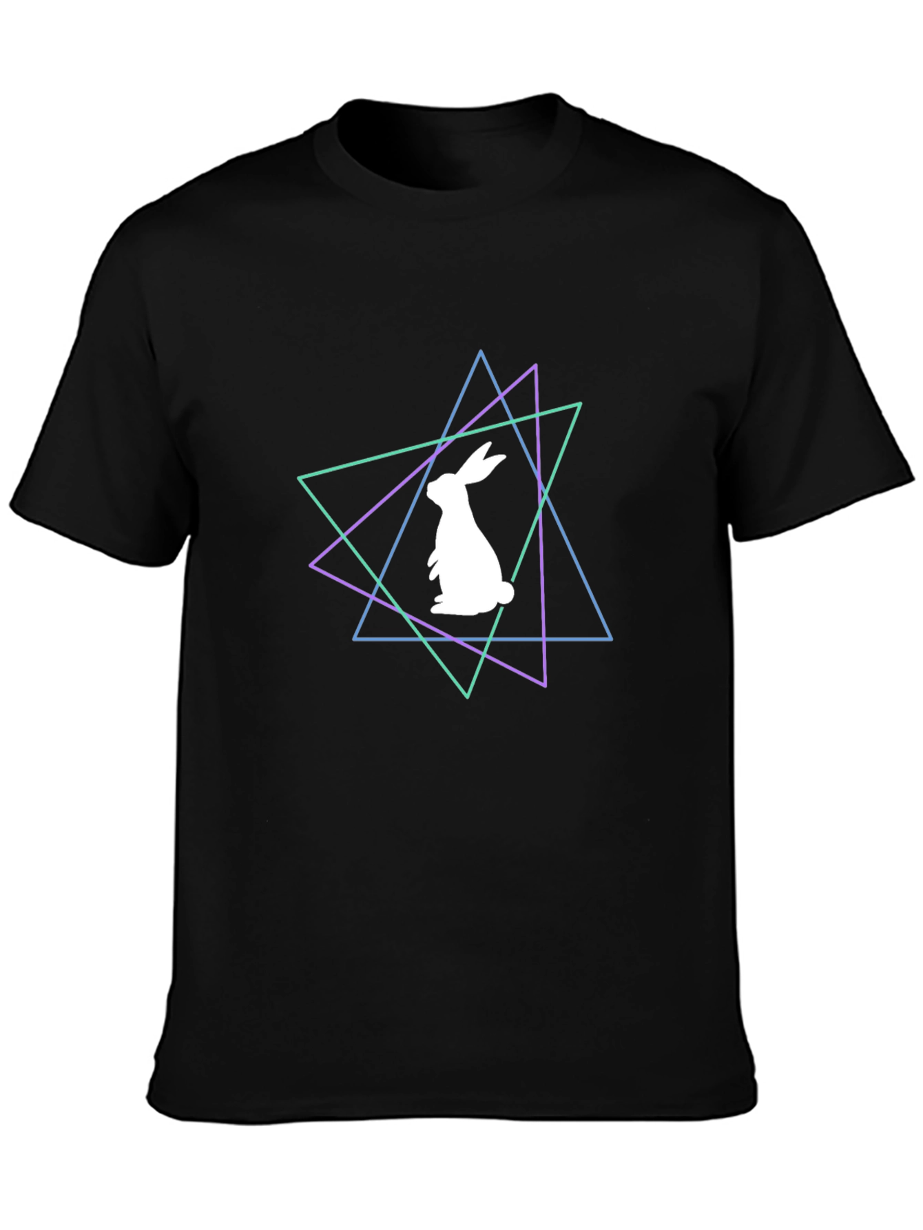 Geometric Rabbit Graphic Tee - Black