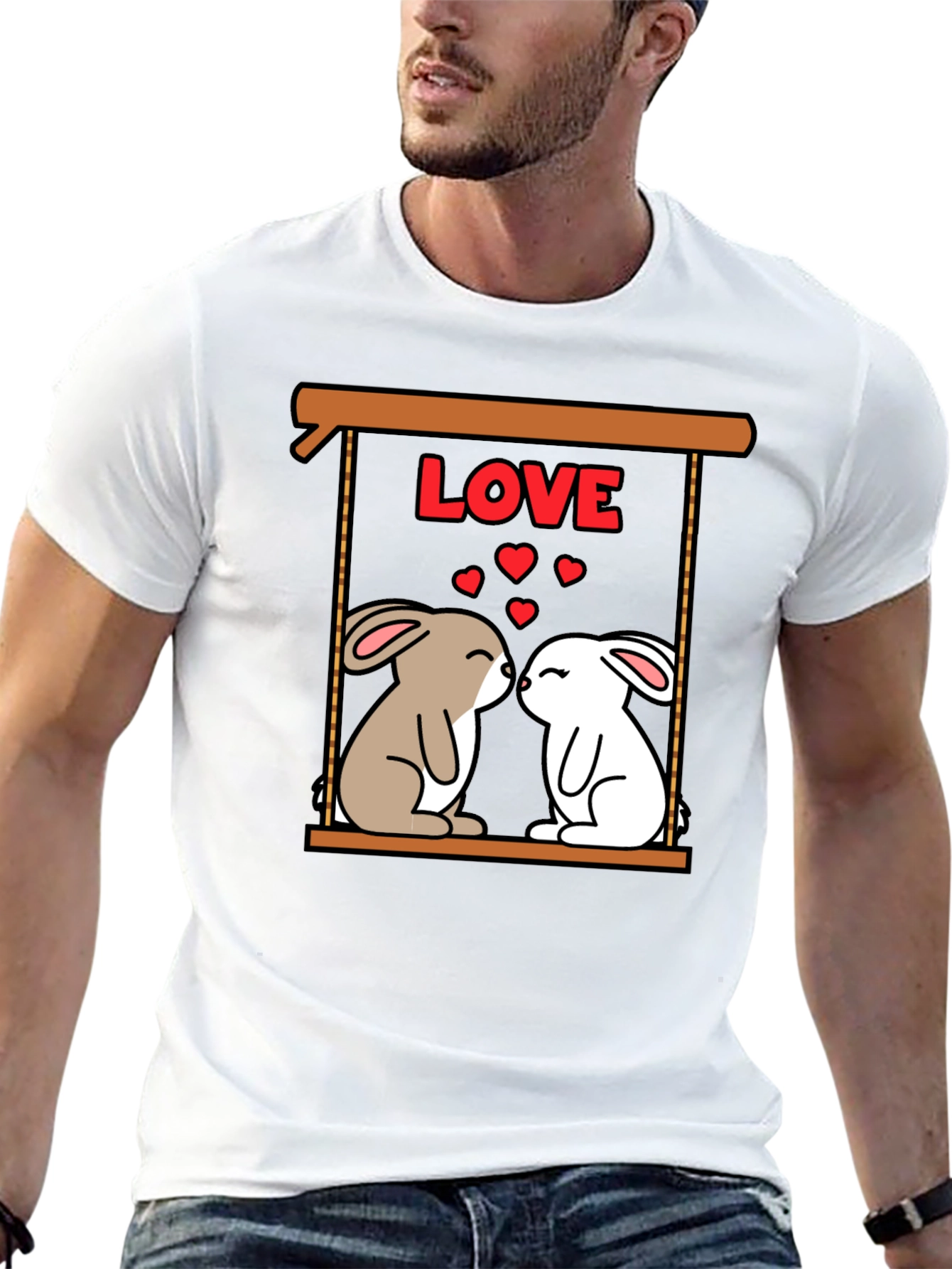 Cute Love Bunnies Graphic Tee - Valentines Day Shirt