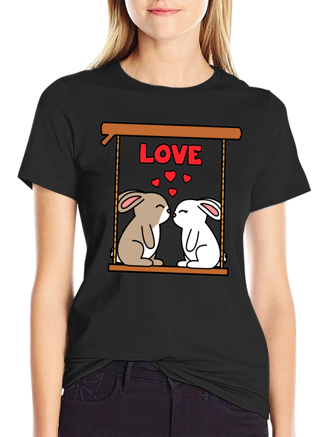 Cute Love Bunnies Graphic Tee - Valentines Day Shirt
