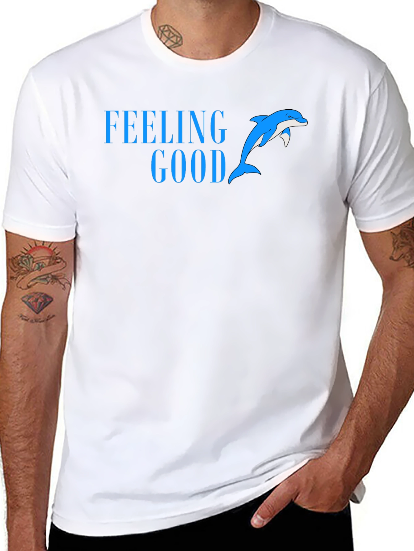 Feeling Good Dolphin Tee - Black Cotton Blend