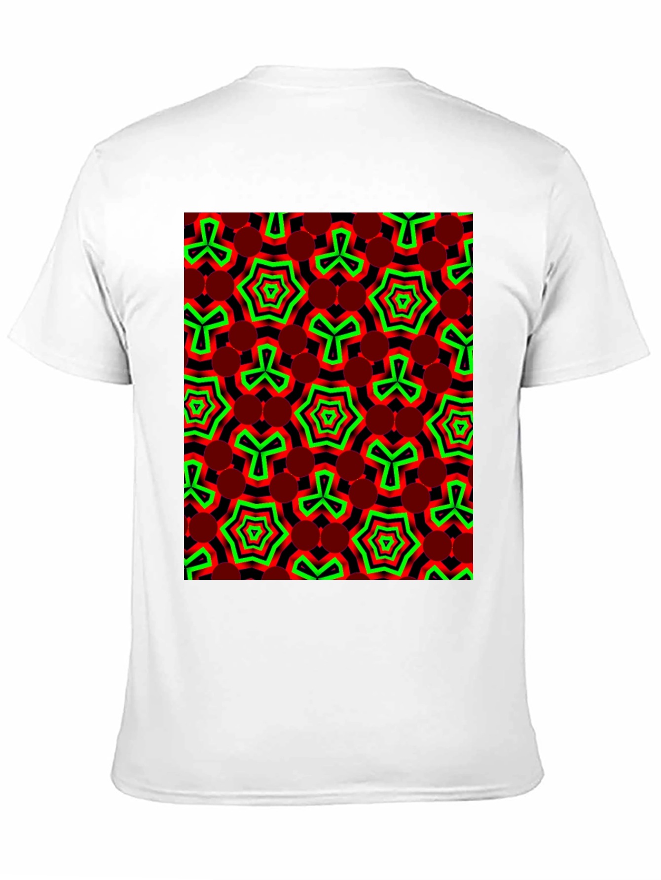 Geometric Pattern T-Shirt - Red & Green Design