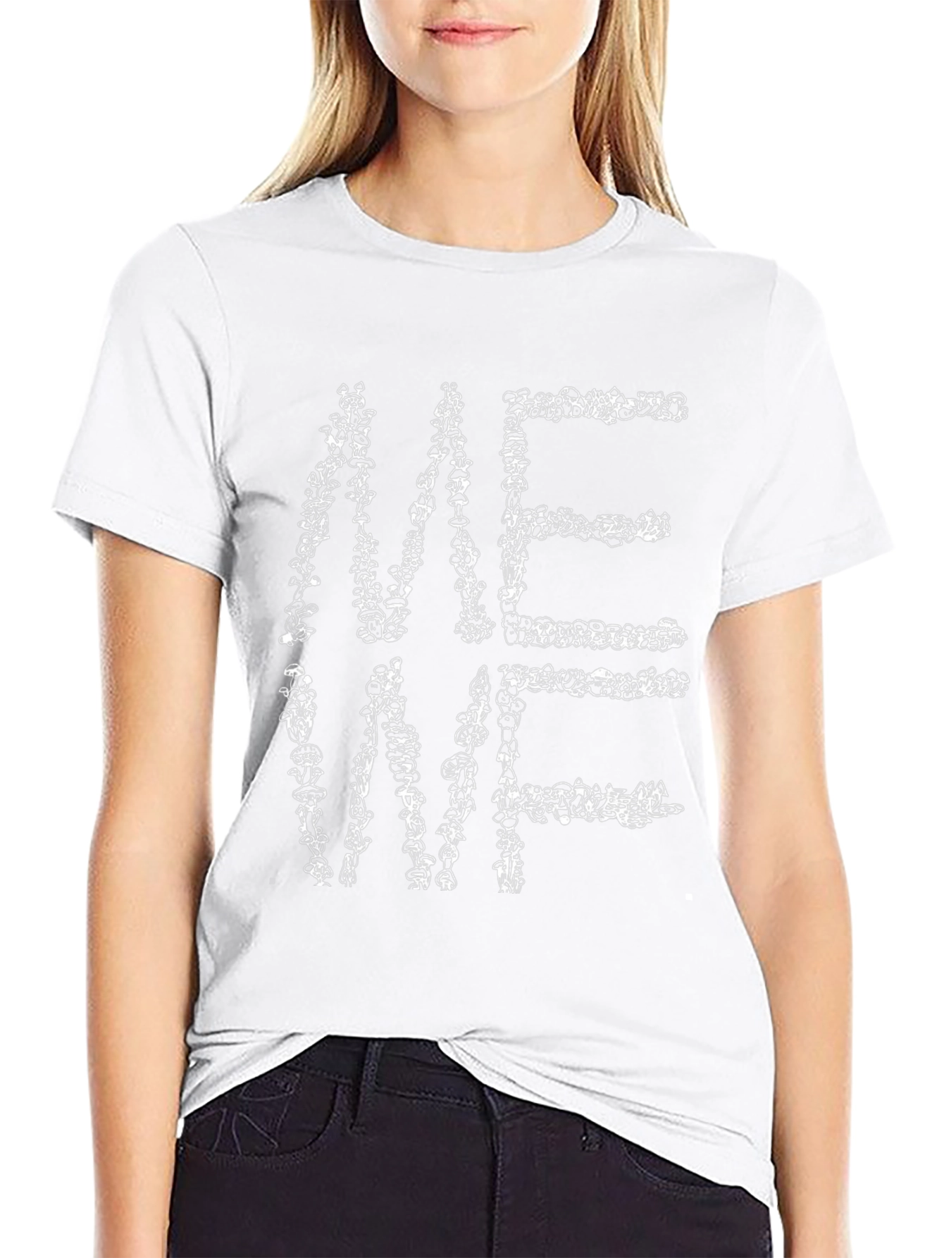 ME WE Mushroom Graphic Print T-Shirt - Black
