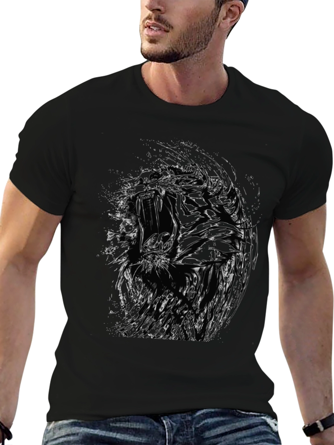 Abstract Graphic Print Black T-Shirt