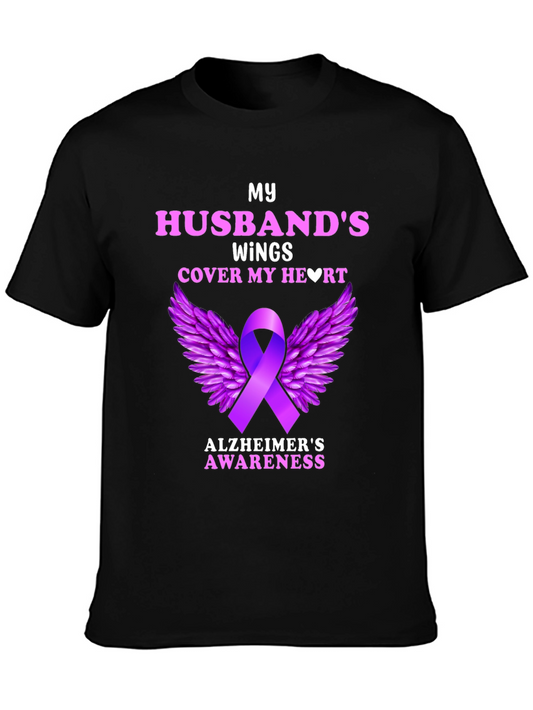 Alzheimers Awareness Husband Wings T-Shirt