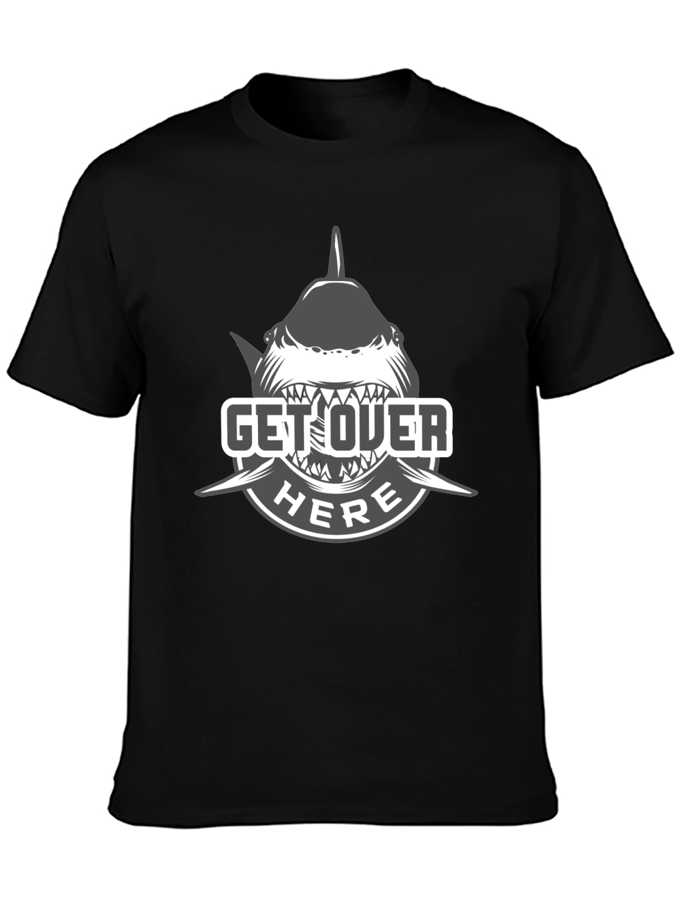 Get Over Here Shark T-Shirt - Black Cotton Tee