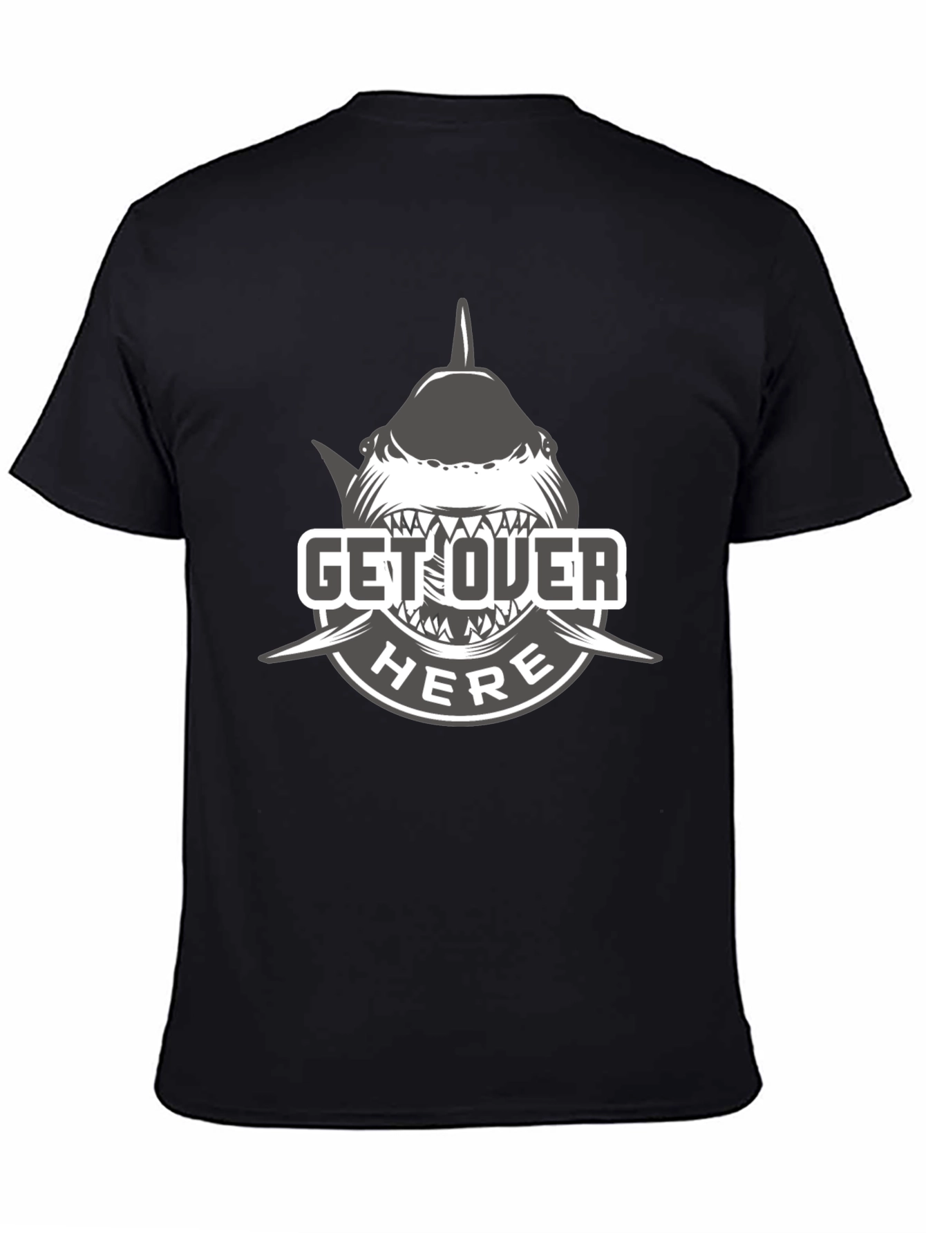 Get Over Here Shark T-Shirt - Black Cotton Tee