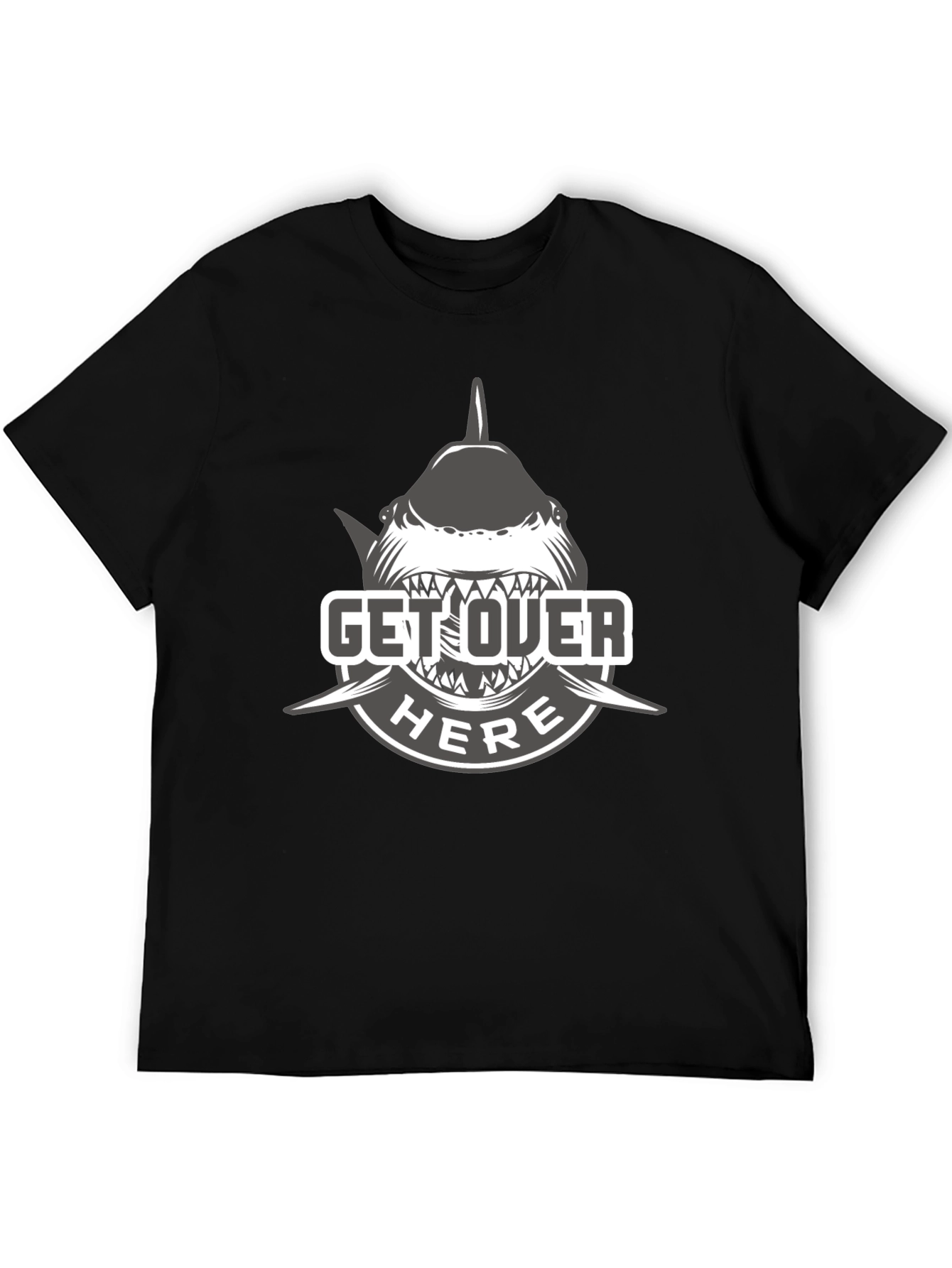 Get Over Here Shark T-Shirt - Black Cotton Tee