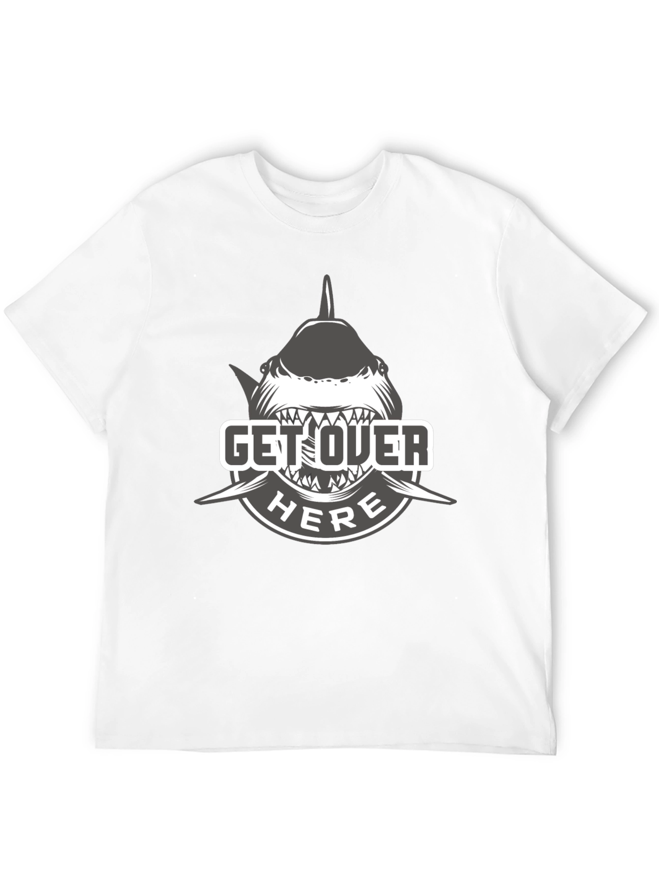 Get Over Here Shark T-Shirt - Black Cotton Tee