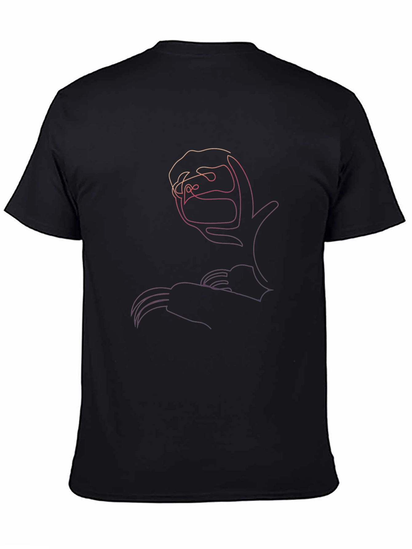 Modern Sloth Line Art Black T-Shirt