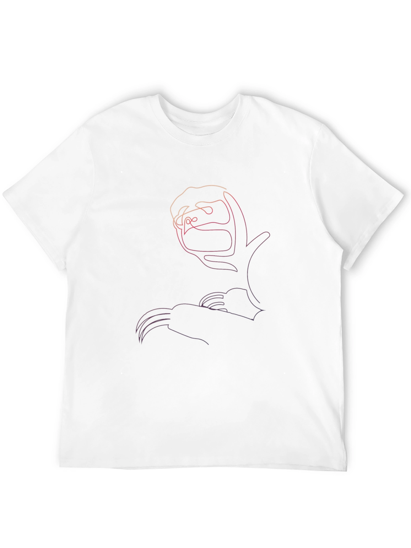 Modern Sloth Line Art Black T-Shirt