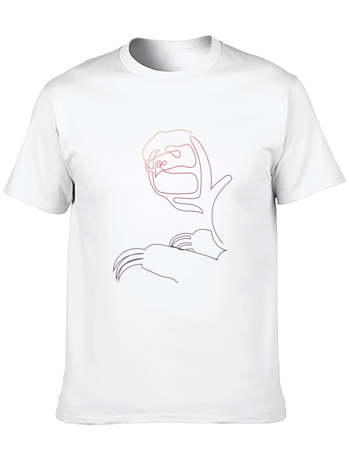 Modern Sloth Line Art Black T-Shirt