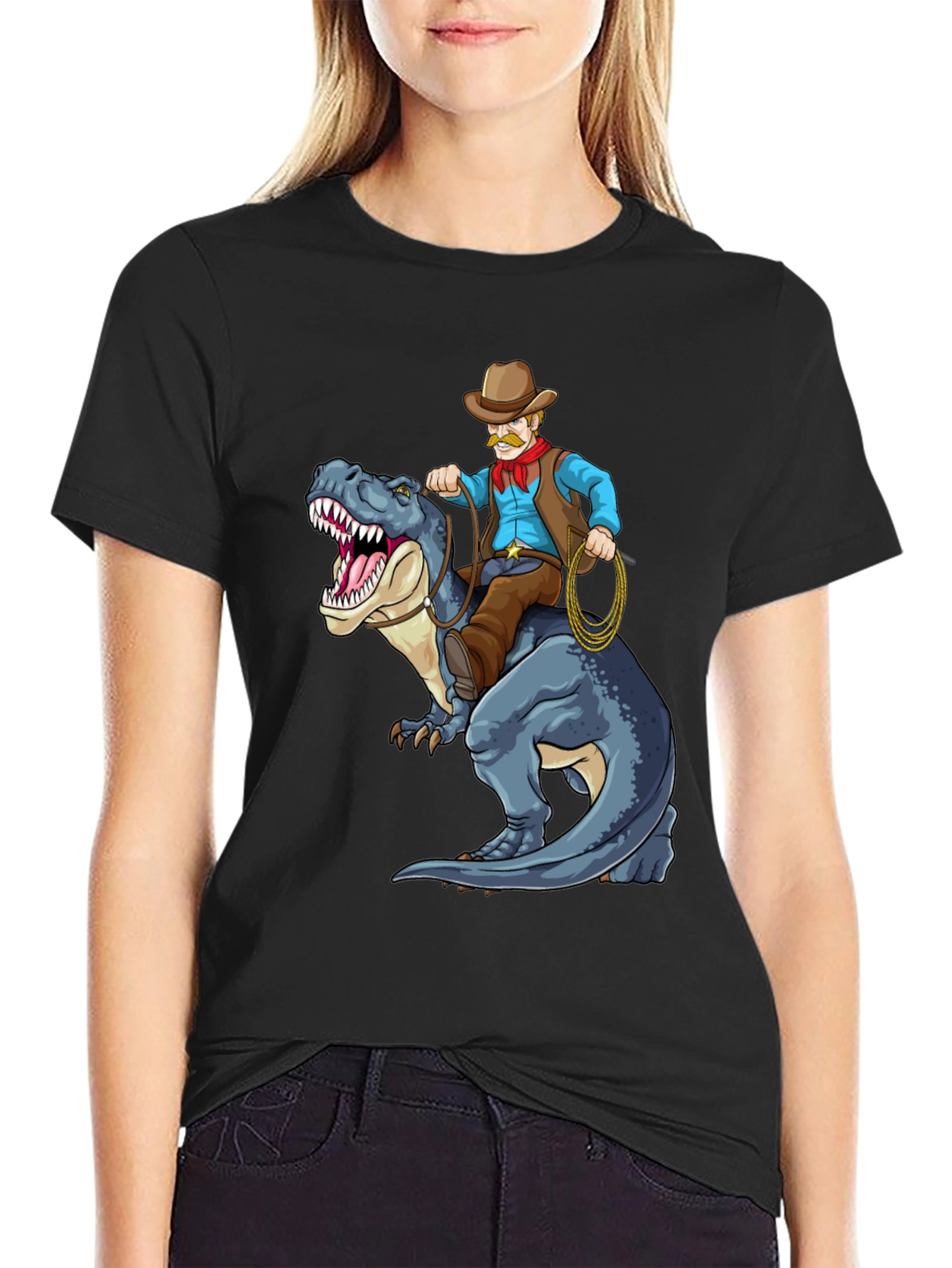 Cowboy Riding Dinosaur Graphic Tee