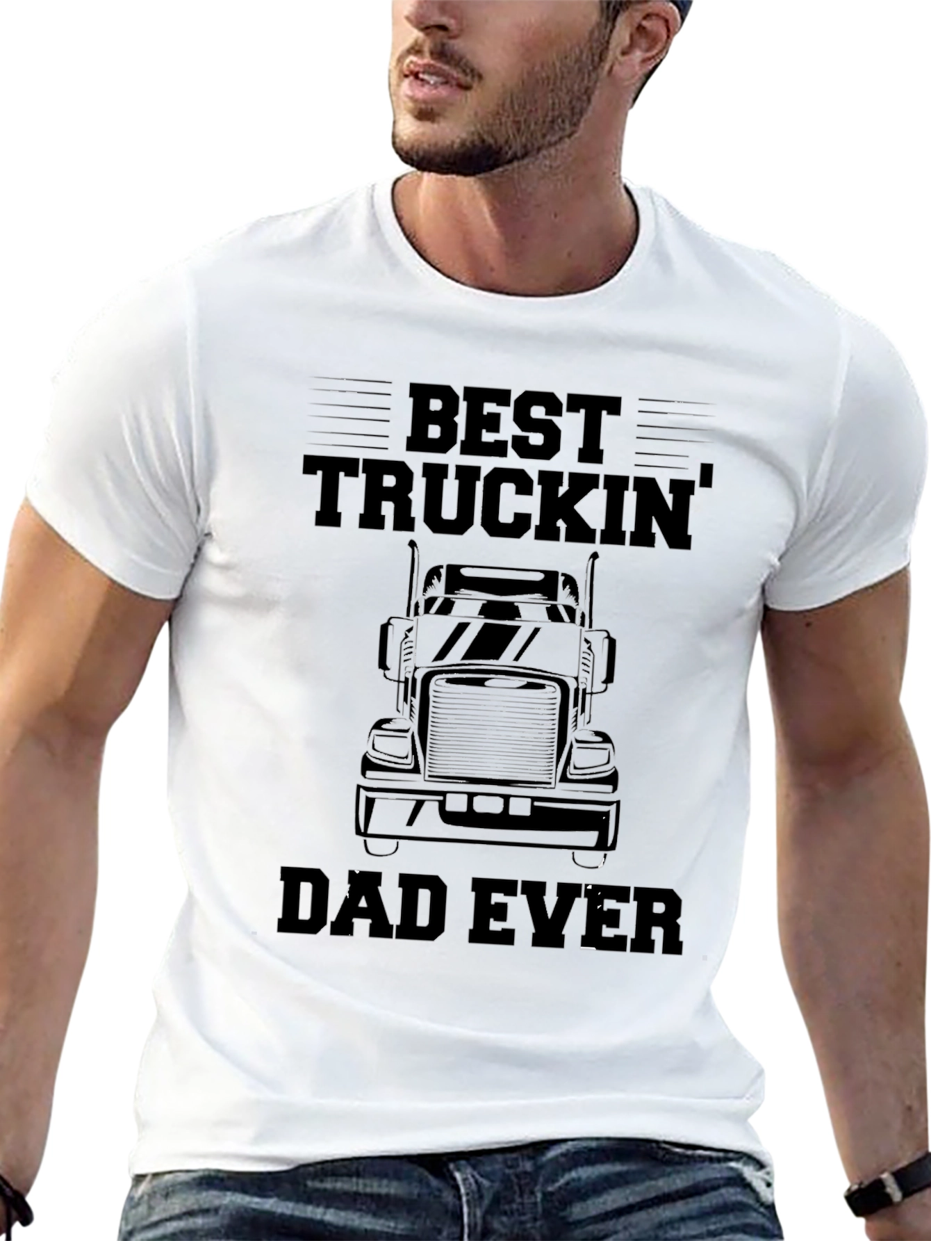Best Truckin Dad Ever T-Shirt - Black