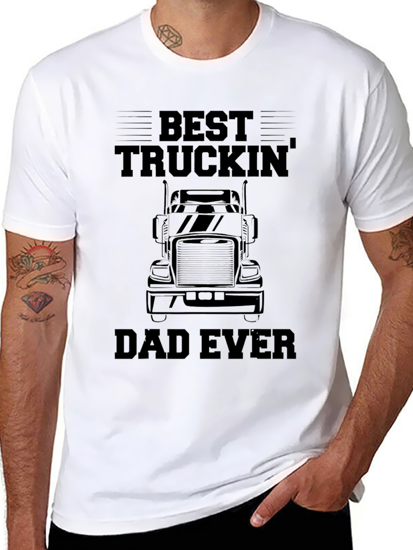 Best Truckin Dad Ever T-Shirt - Black