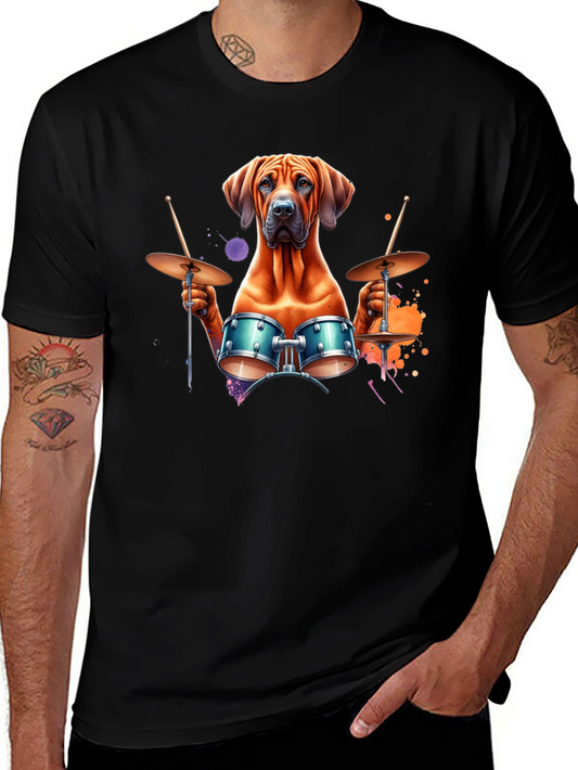 Dog Drummer T-Shirt - Unique Graphic Tee