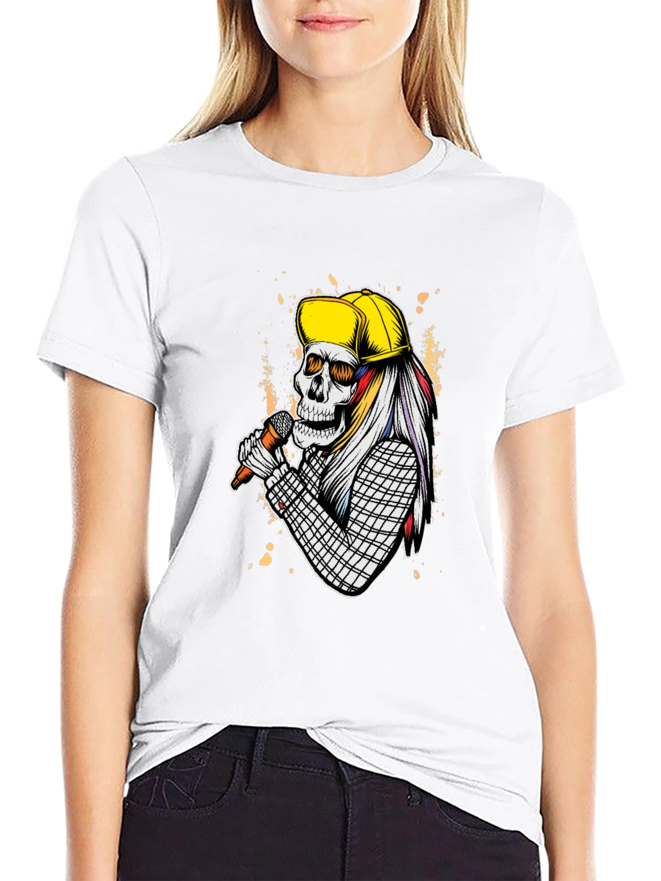 Skeleton Singer Graphic T-Shirt