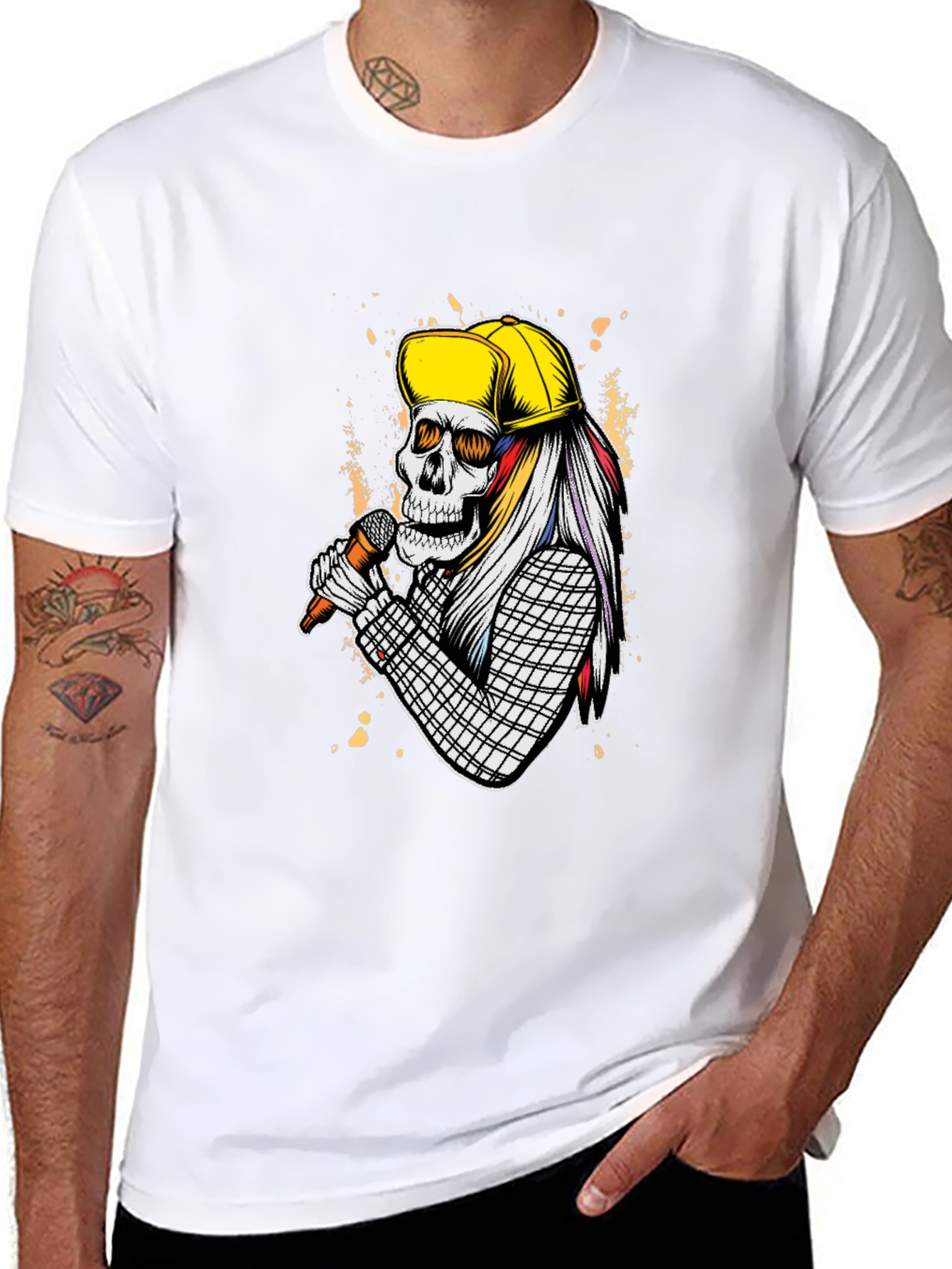 Skeleton Singer Graphic T-Shirt