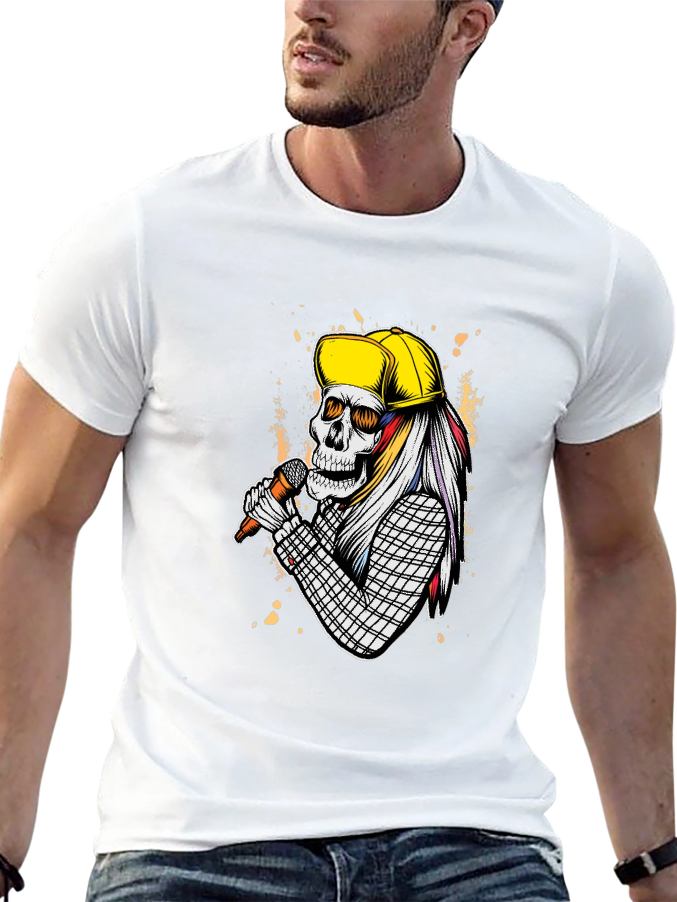 Skeleton Singer Graphic T-Shirt
