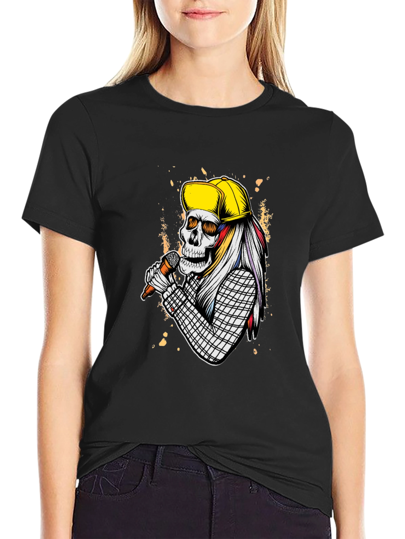 Skeleton Singer Graphic T-Shirt