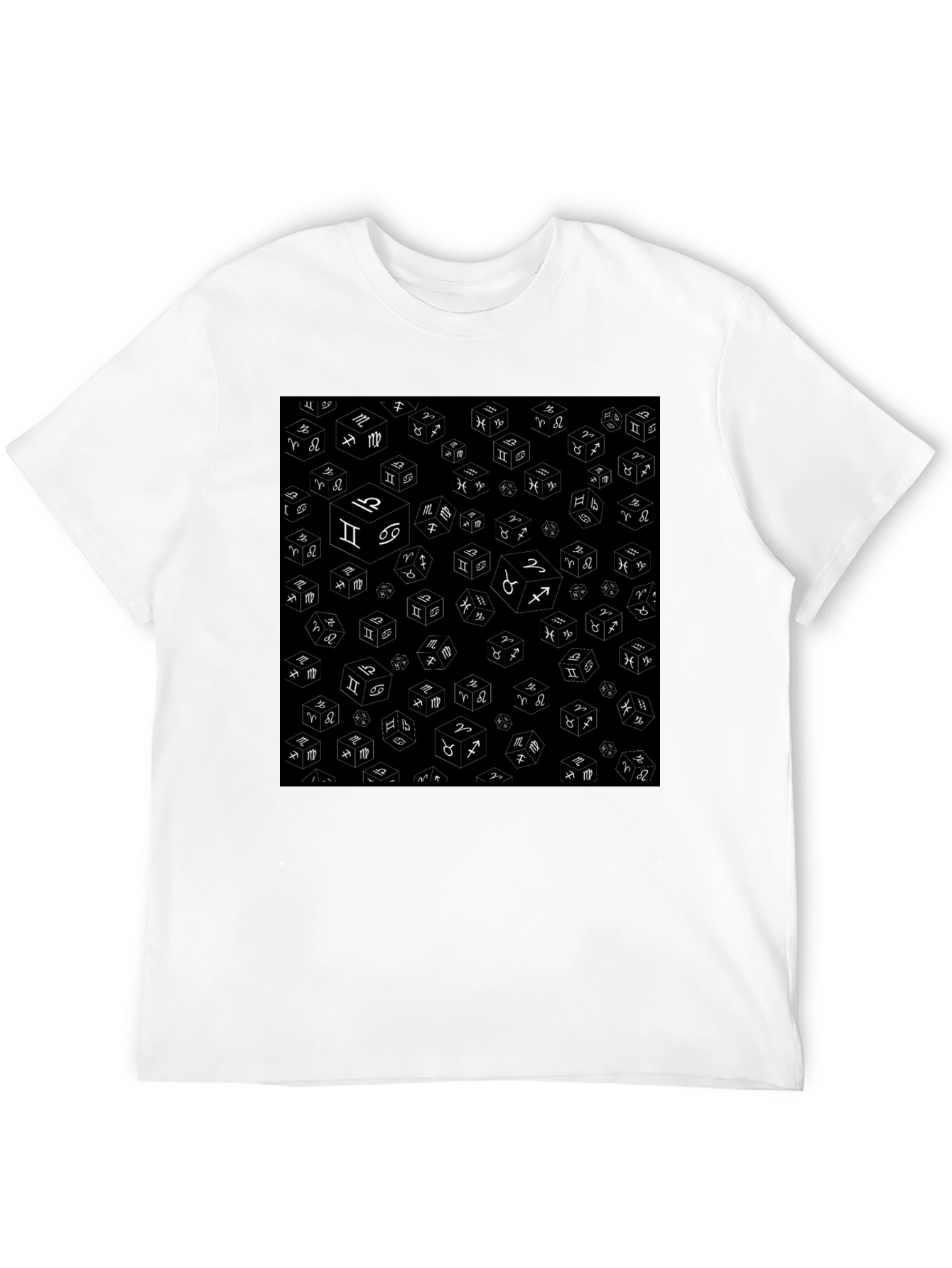 Zodiac Dice Pattern Black T-Shirt