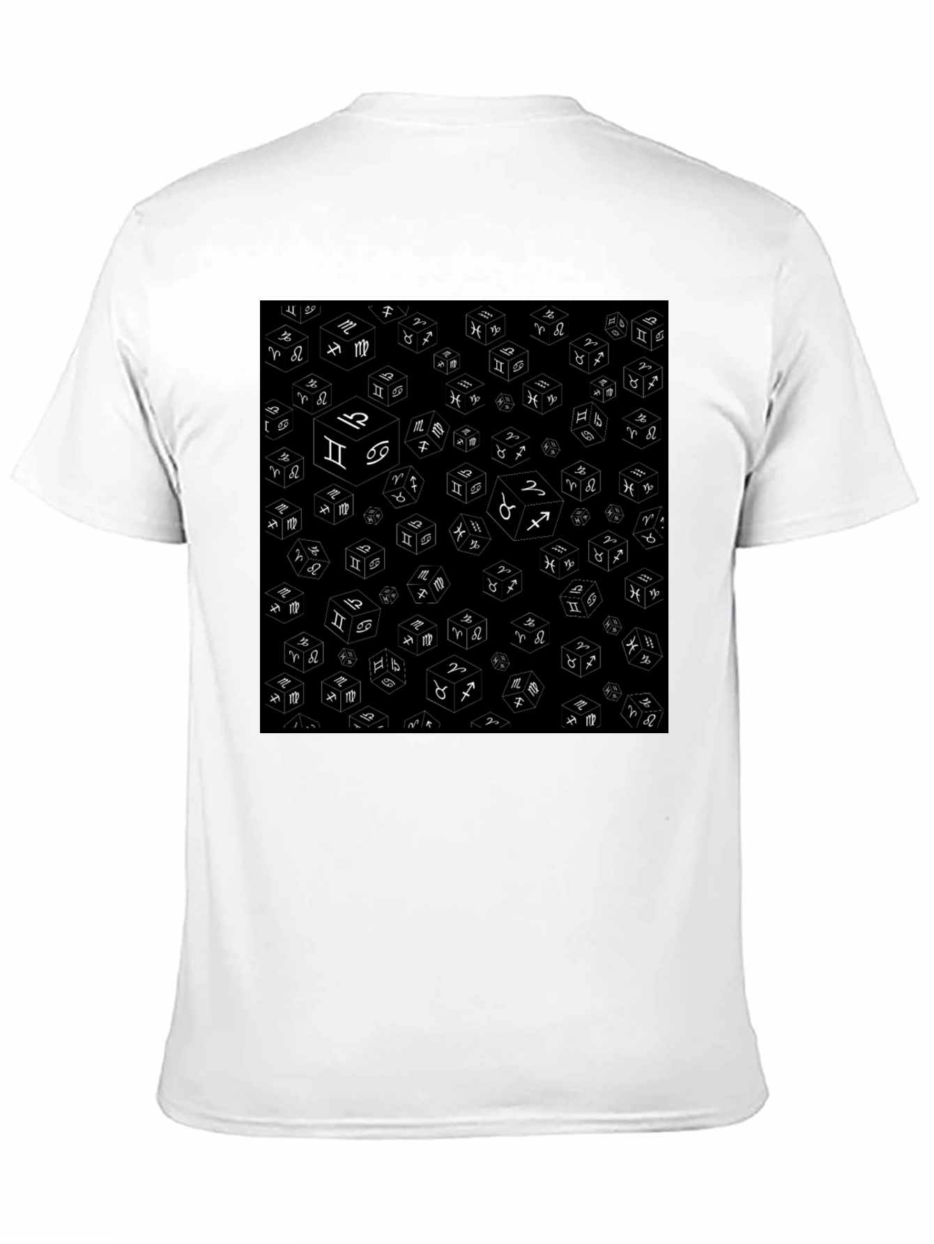 Zodiac Dice Pattern Black T-Shirt