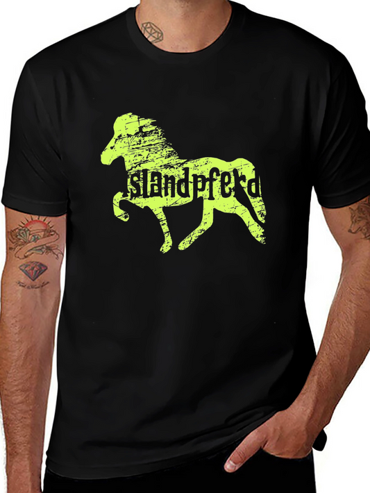 Icelandic Horse Graphic Tee - Mens Black T-Shirt